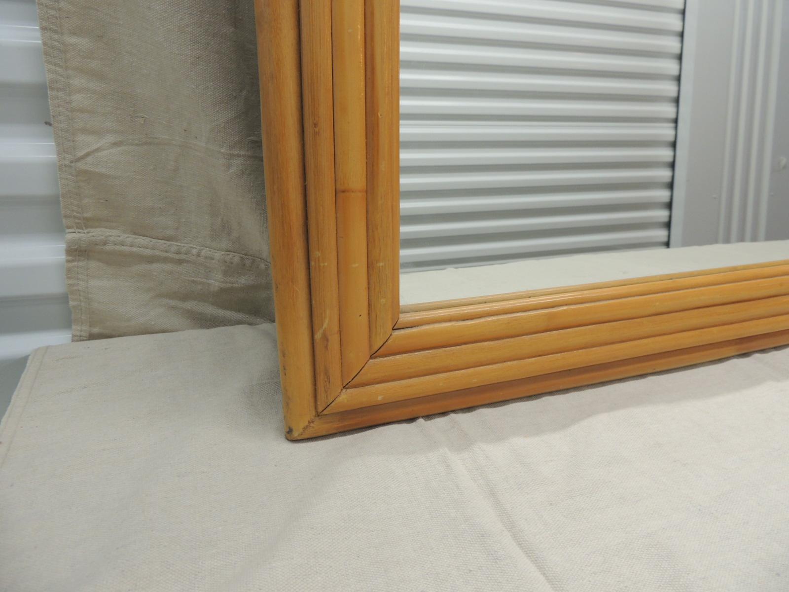 Hand-Crafted Vintage Large Bamboo Mirror For Sale