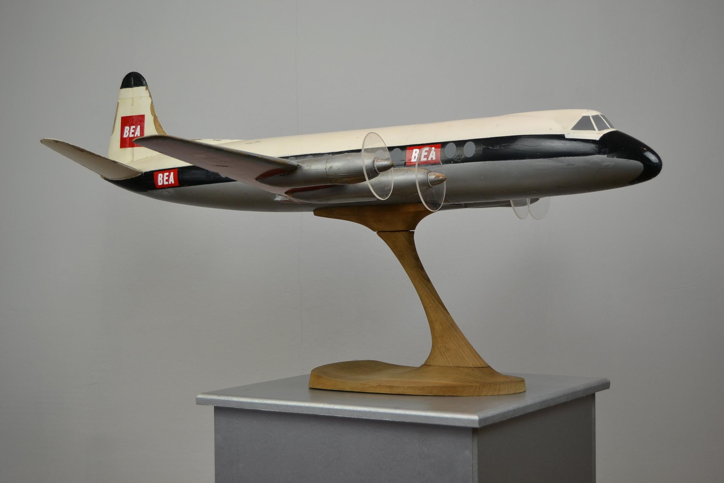 Mid-Century Modern Vintage Large BEA Wooden Aeroplane Display, British European Airways, 1950s