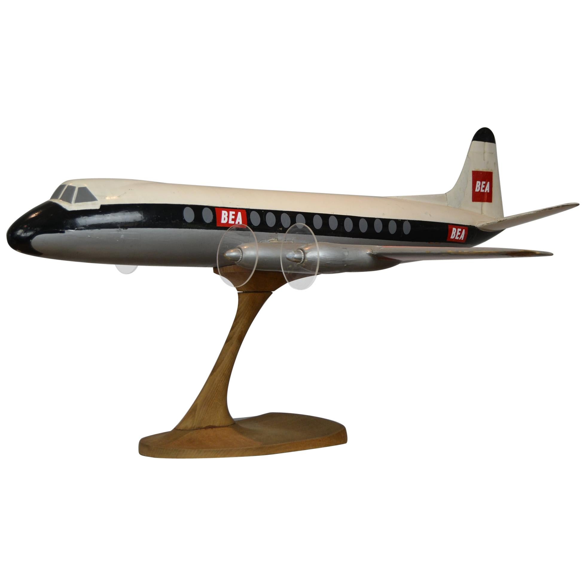 Vintage Large BEA Wooden Aeroplane Display, British European Airways, 1950s
