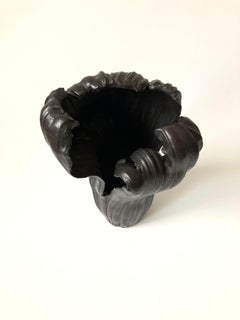 Vintage Large Black Organic Studio Pottery Vase