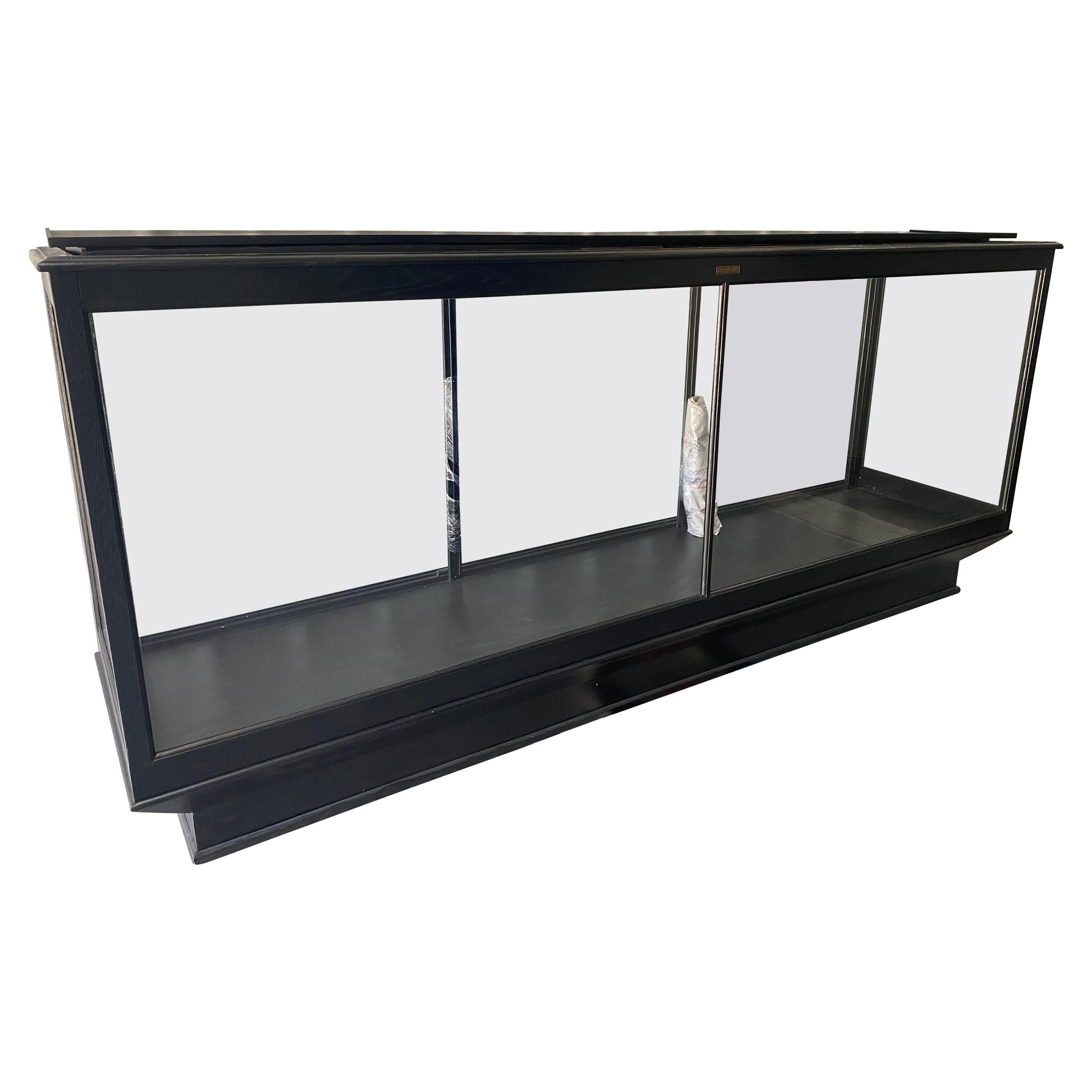 Vintage Large Black Stained Oak & Glass Shop Display Case/Cabinet
