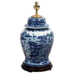 Vintage Large Blue and White Chinese Ginger Jar Lamp
