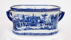 Vintage Large Blue & White Porcelain Planter Jardiniere 20th Century