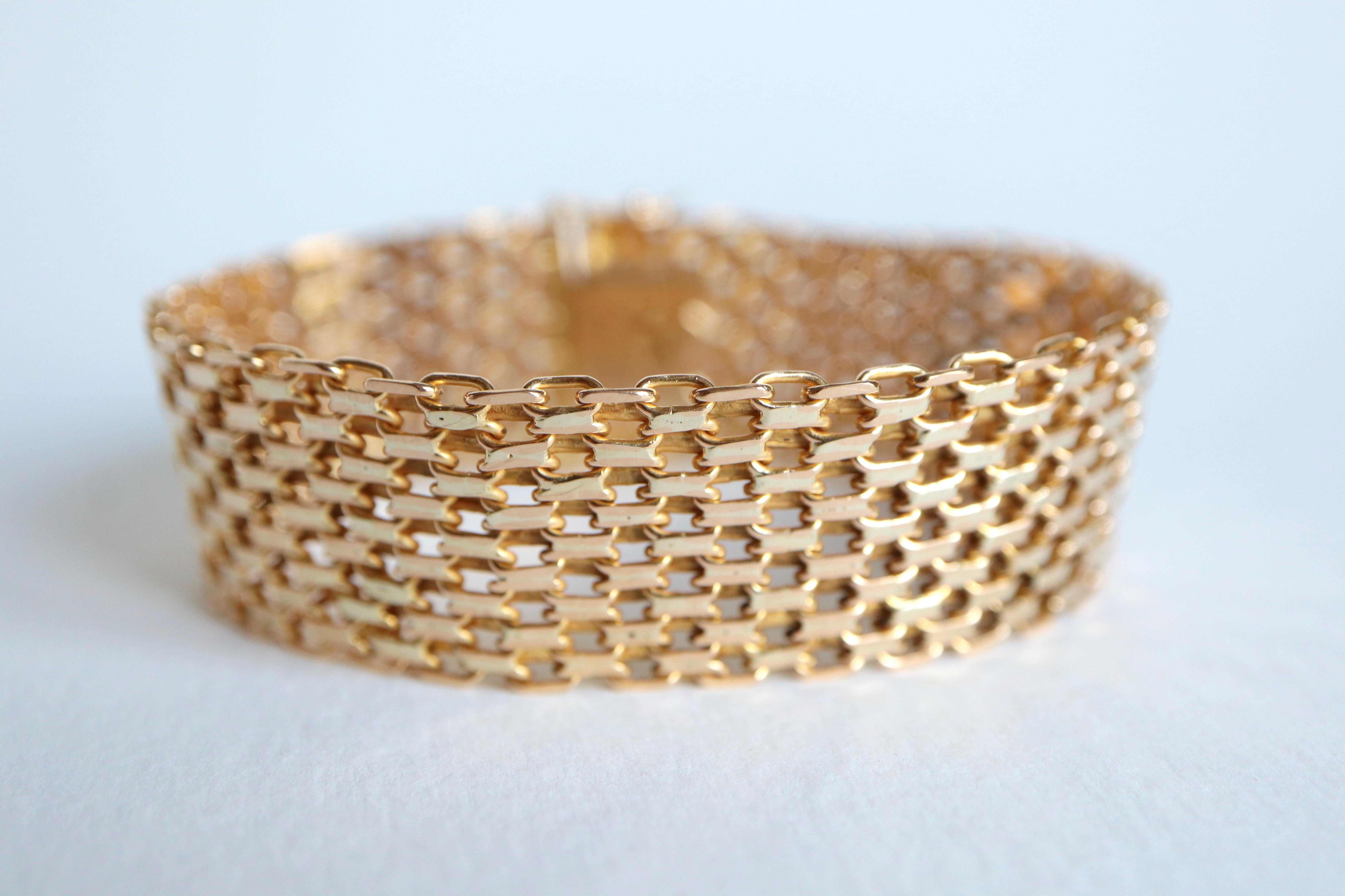 Großes Vintage-Armband 1960er Jahre aus 18 Karat Gelbgold im Angebot 5
