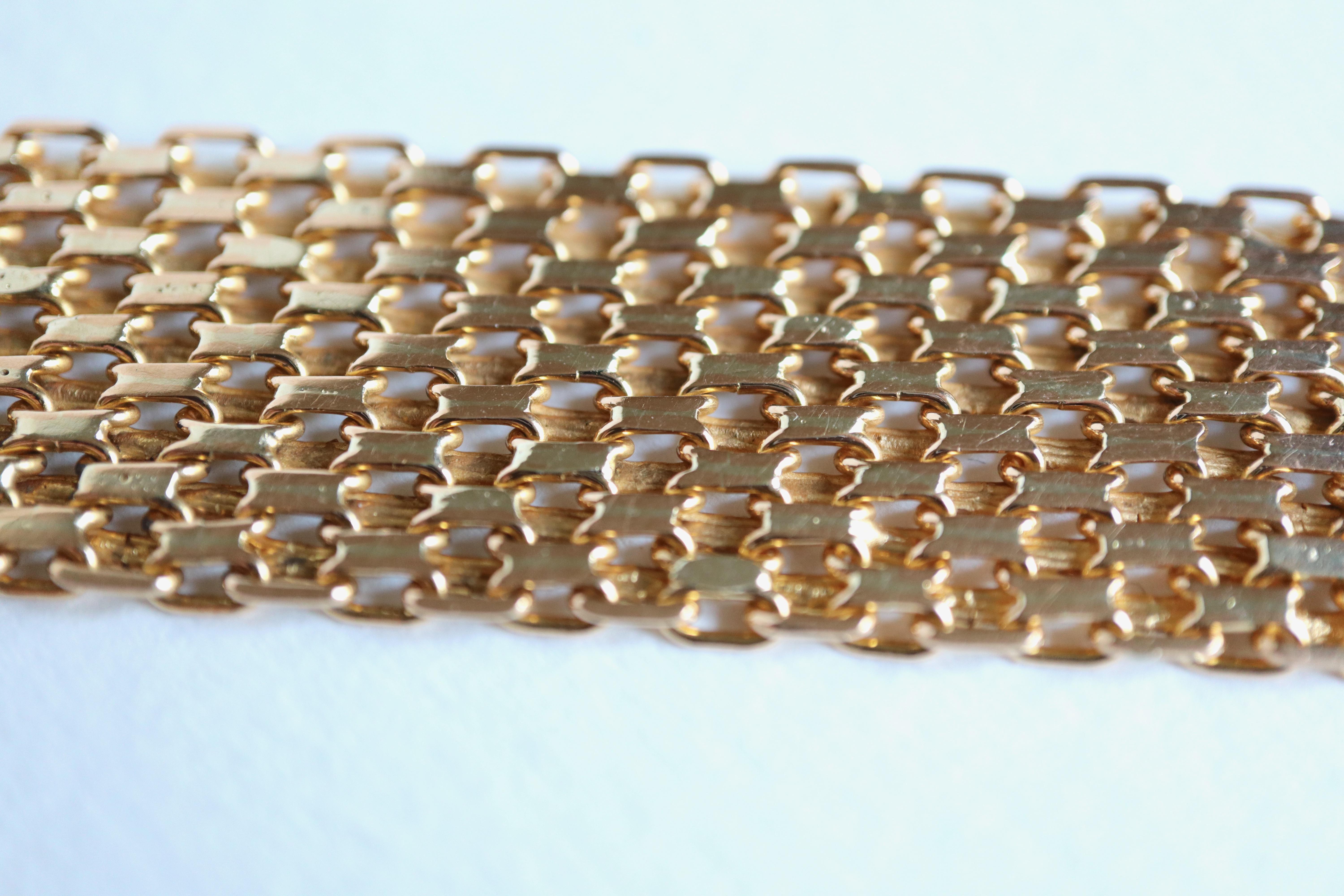 Großes Vintage-Armband 1960er Jahre aus 18 Karat Gelbgold im Zustand „Gut“ im Angebot in Paris, FR