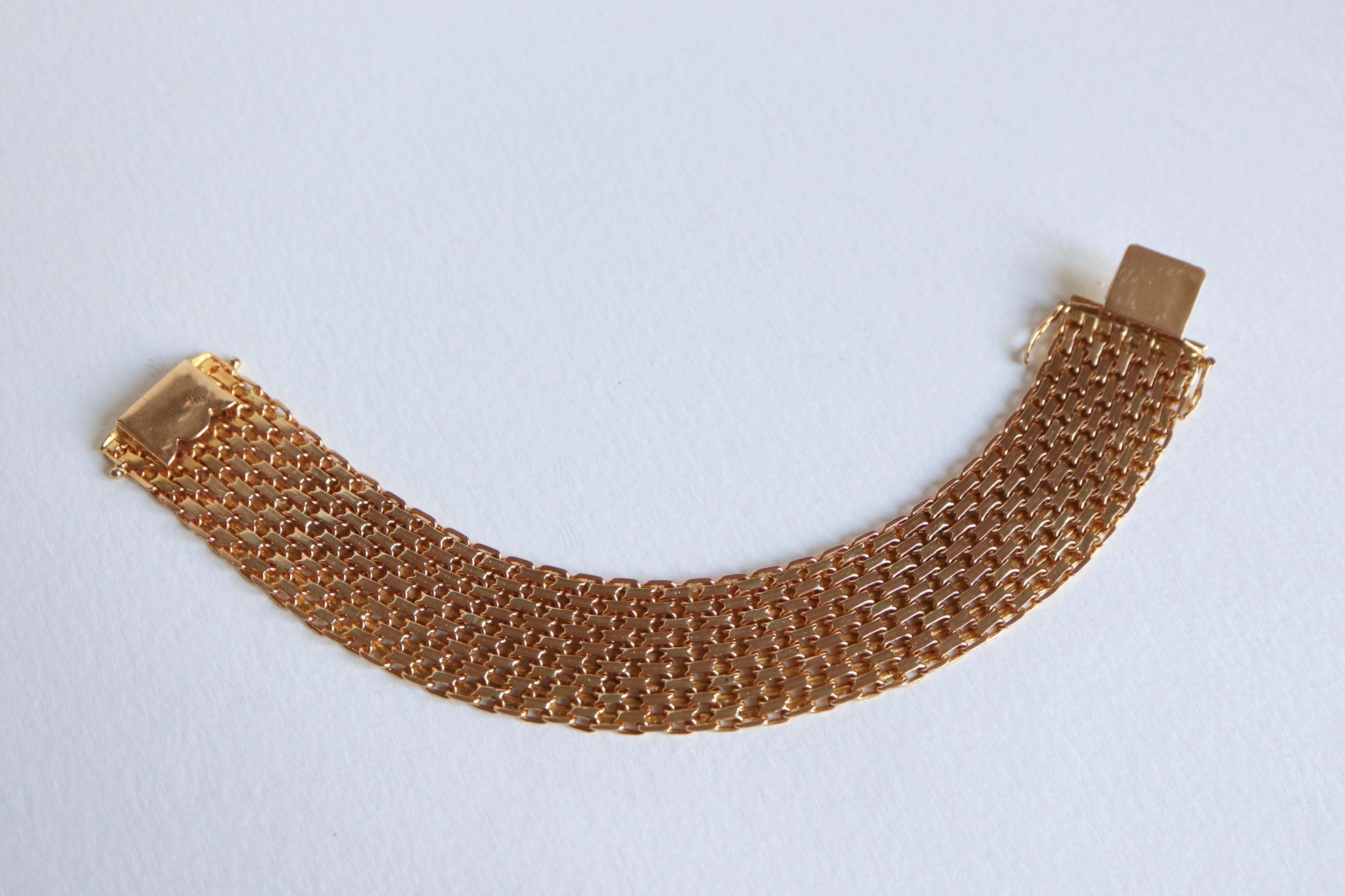 Großes Vintage-Armband 1960er Jahre aus 18 Karat Gelbgold im Angebot 2