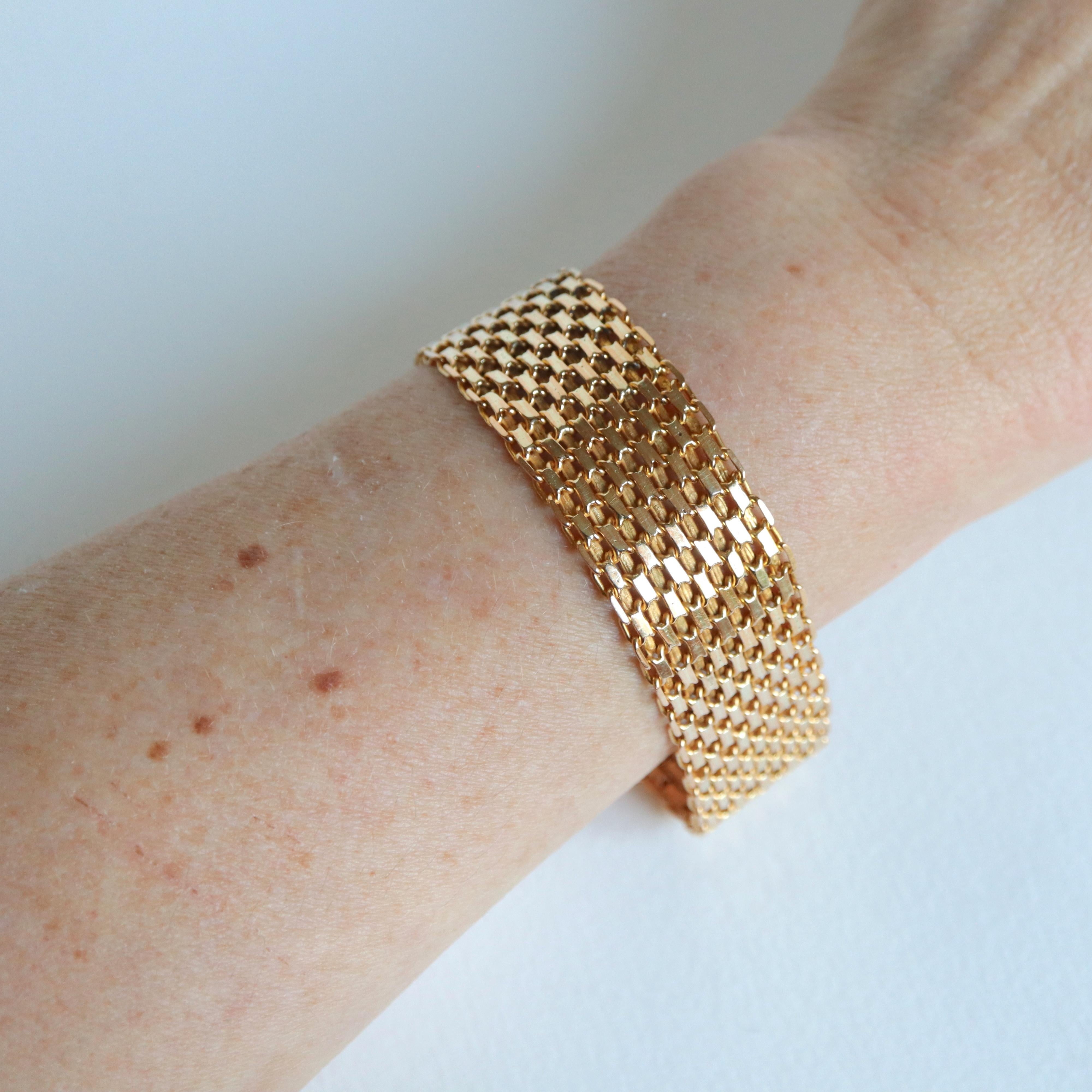 Großes Vintage-Armband 1960er Jahre aus 18 Karat Gelbgold im Angebot 3