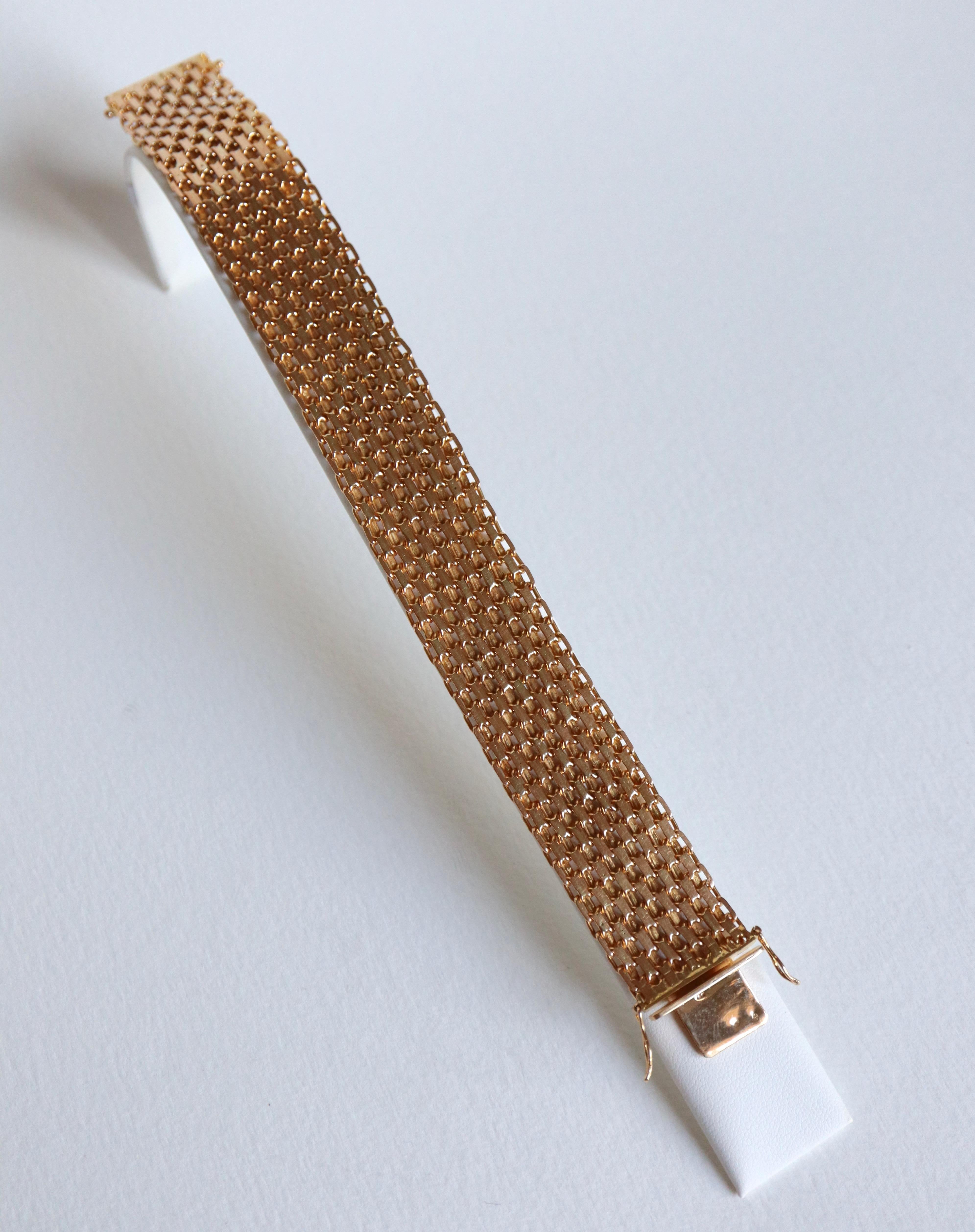 Großes Vintage-Armband 1960er Jahre aus 18 Karat Gelbgold im Angebot 4