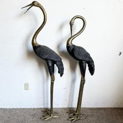 Vintage Large Brass Cranes - a Pair
