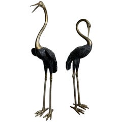 Vintage Large Brass Cranes - a Pair
