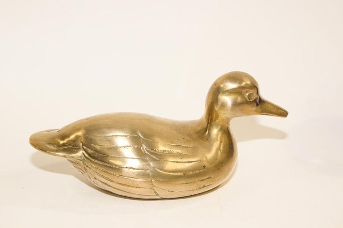 Folk Art Vintage Large Brass Duck 