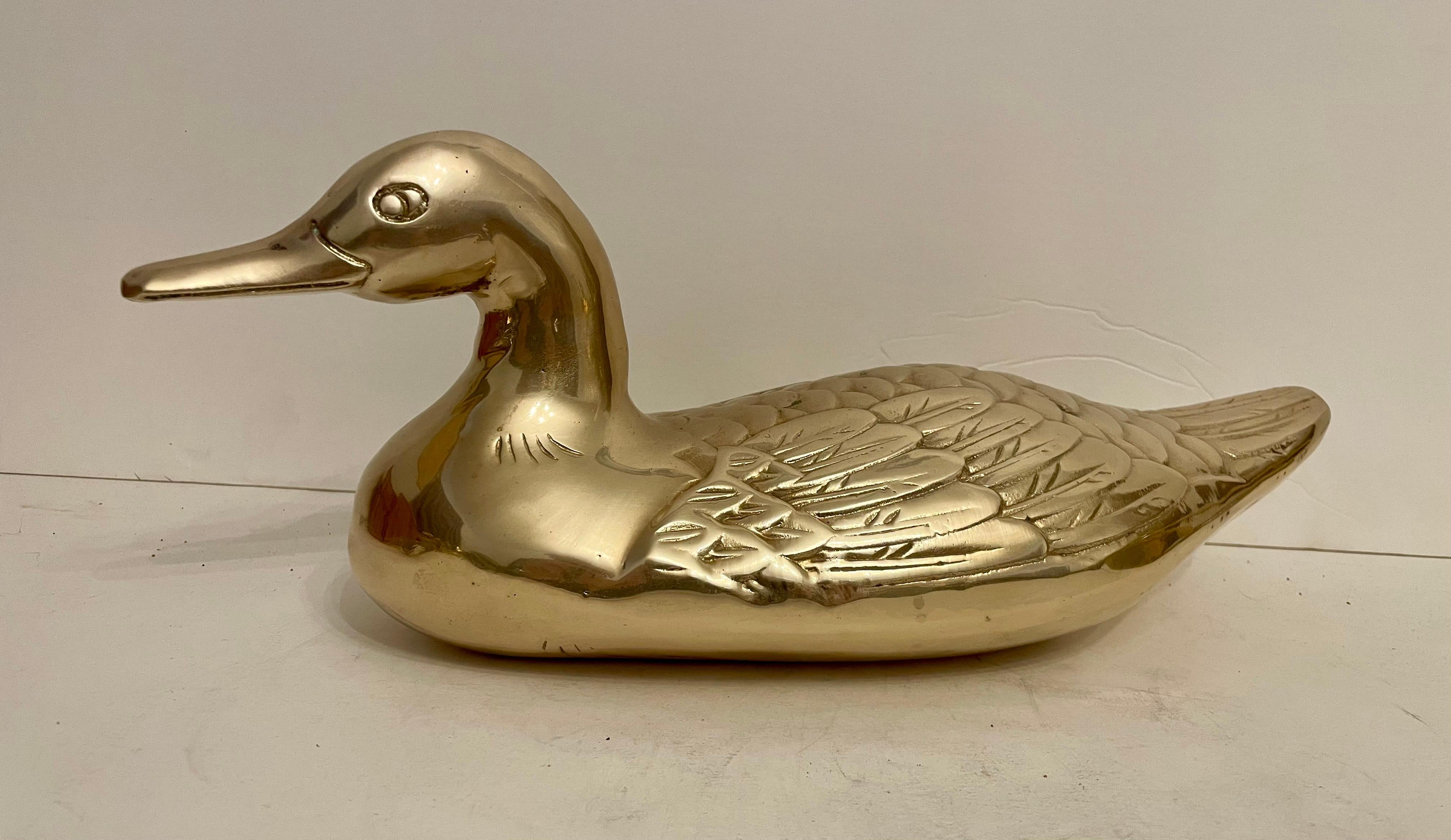 Grande anatra d'epoca in ottone 