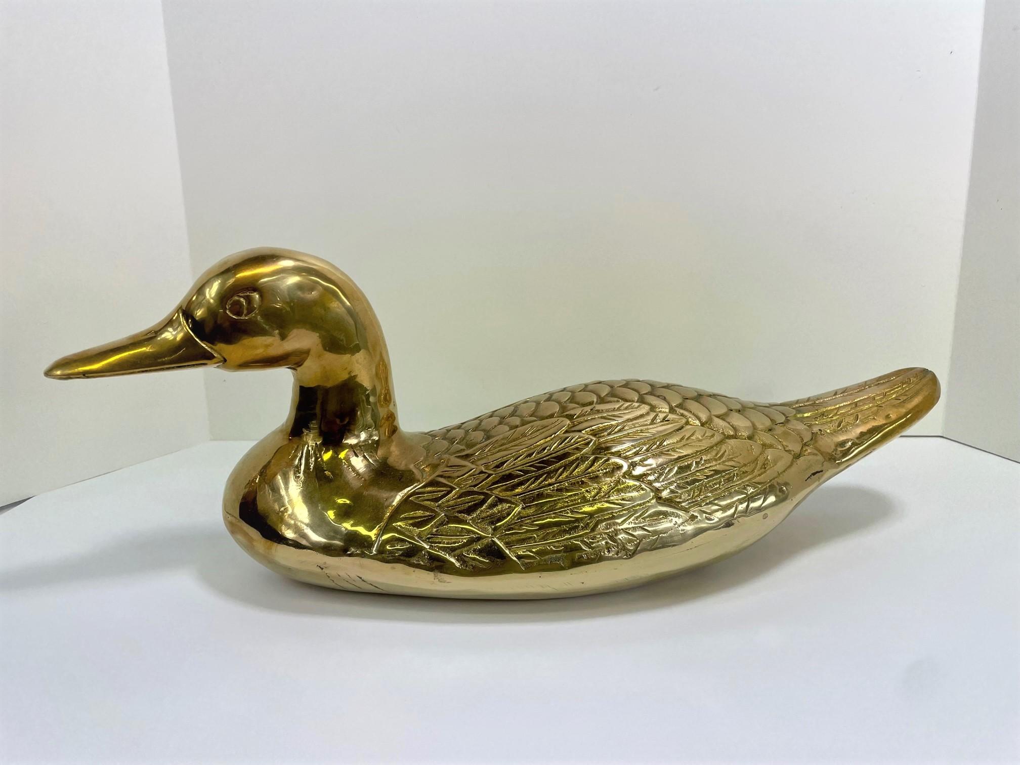 Vintage very large brass duck 
