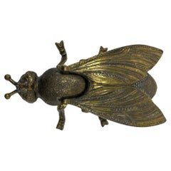 Vintage Large Brass Fly Bee Insect Figural Ashtray 1970s