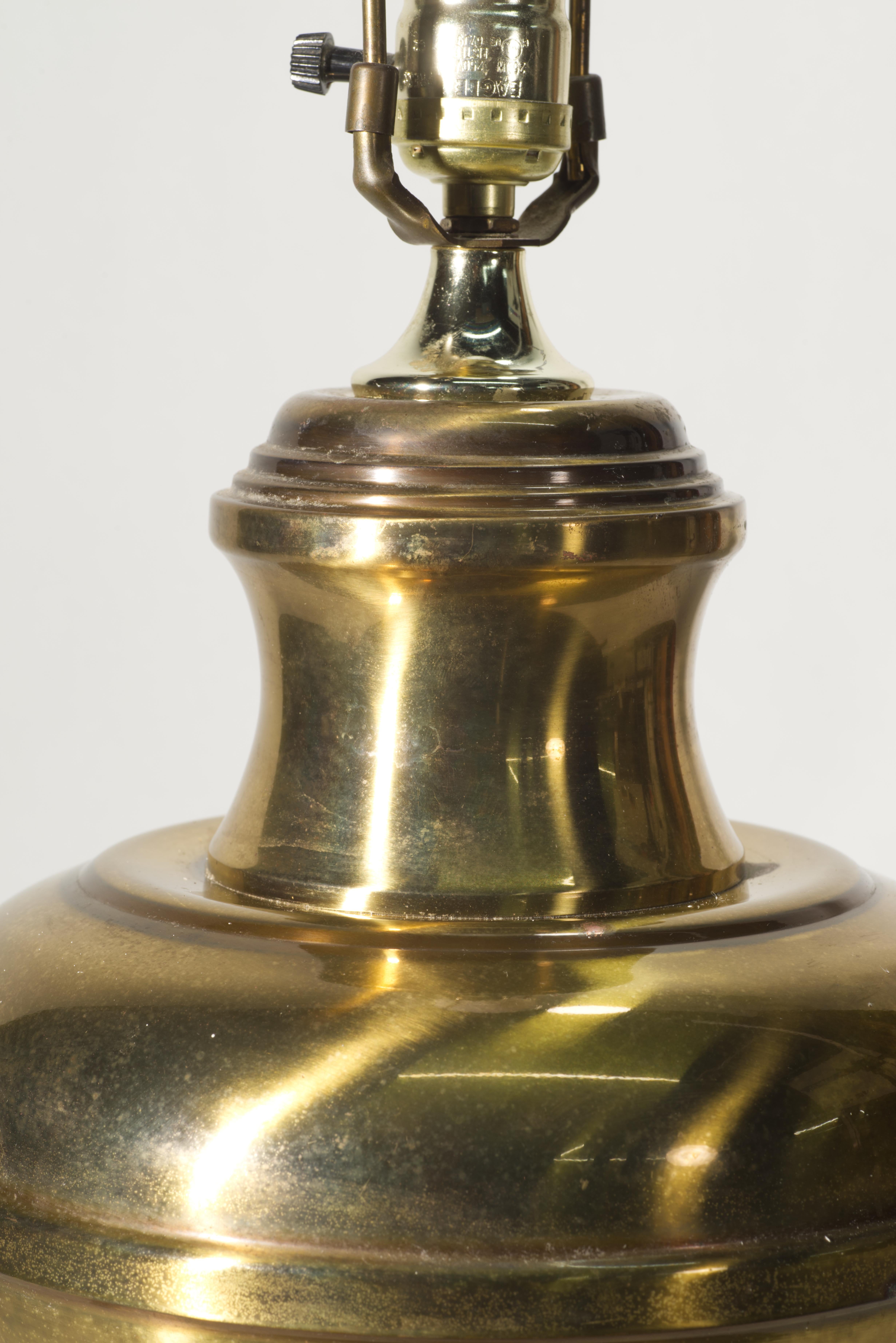 Hollywood Regency Vintage Large Brass Ginger Jar Table Lamp For Sale