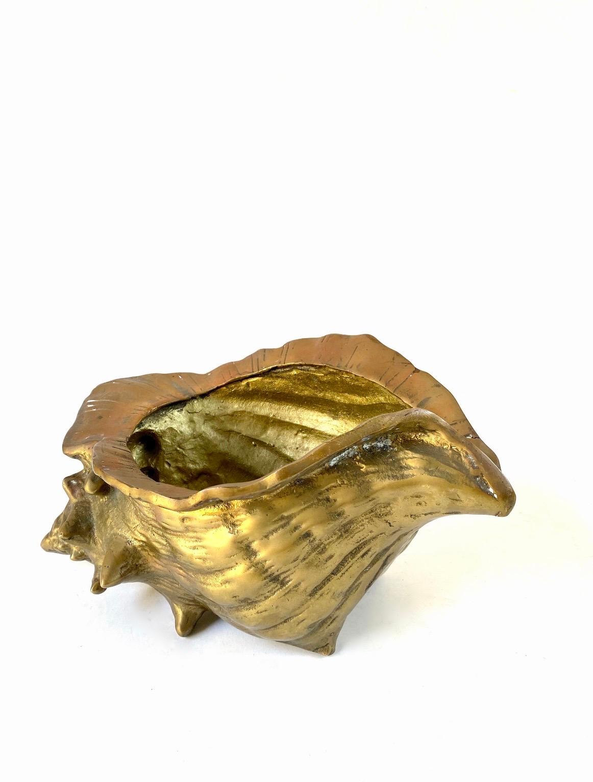 Korean Vintage Large Brass Sea Shell Planter
