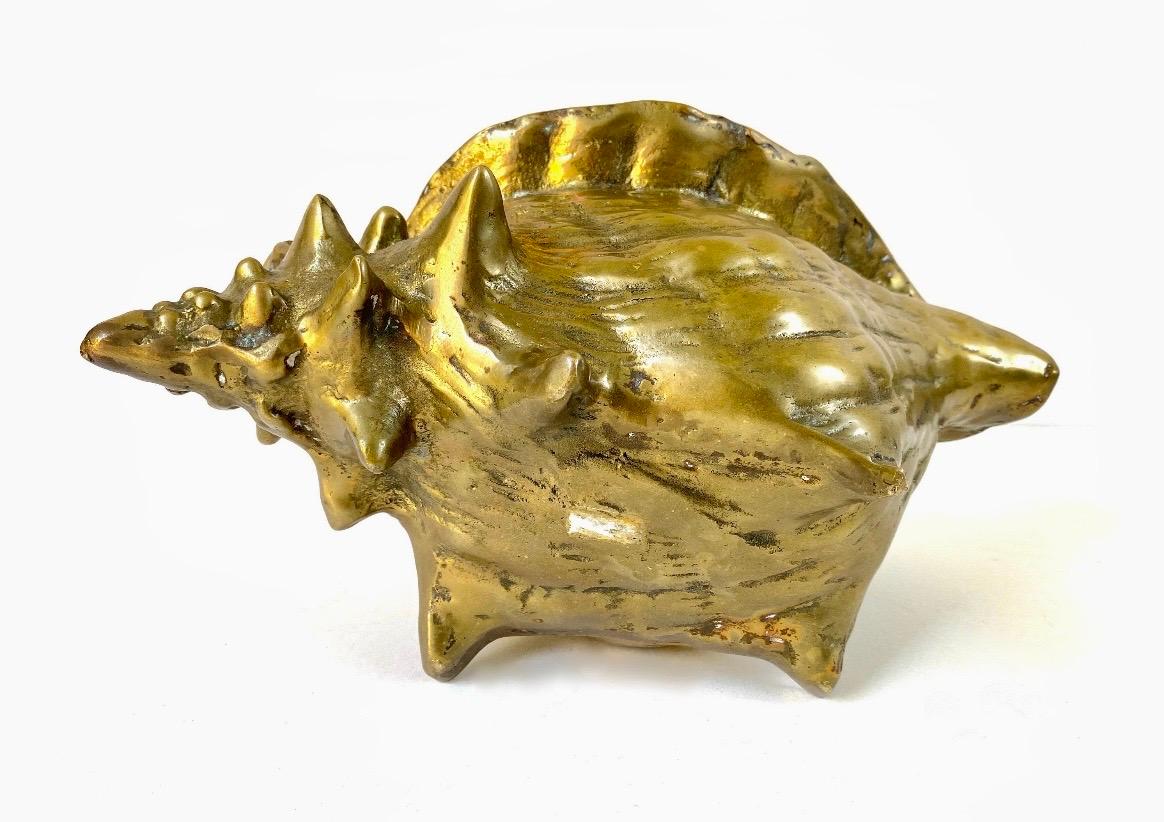 Vintage Large Brass Sea Shell Planter In Good Condition In New York, NY