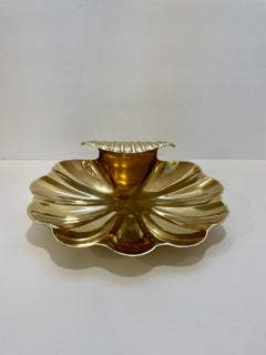 Vintage Large Brass Seashell Dish or Bowl