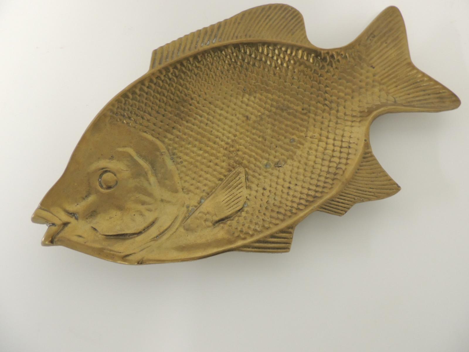 Bohemian Vintage Large Brass Serving Fish Platter or Tray
