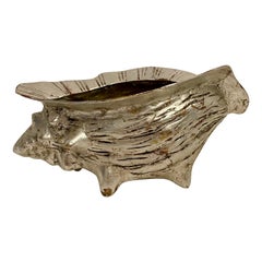 Vintage Large Brass Silverleaf Seashell Planter