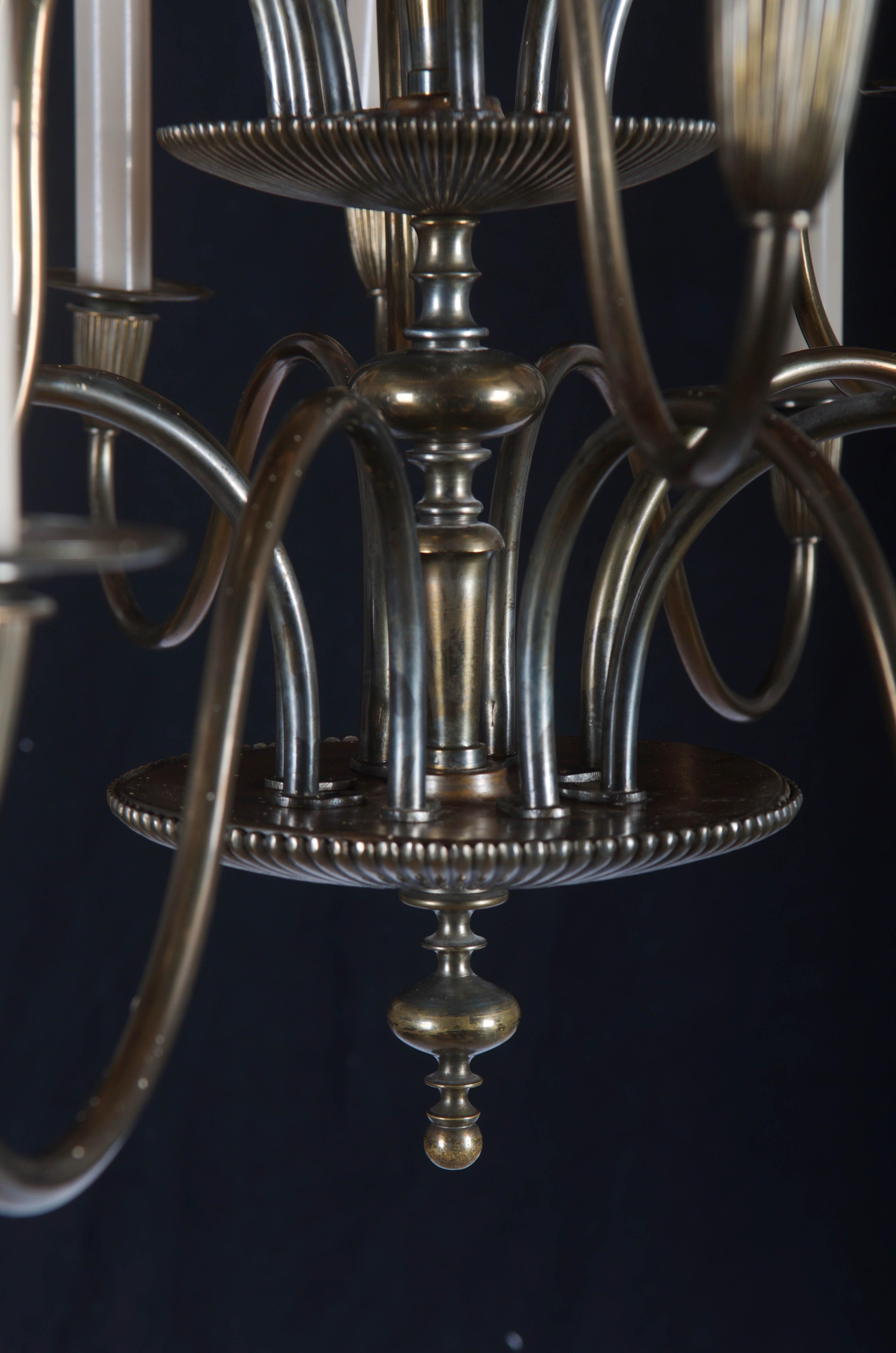 Vintage Large Brass Sixteen-Arms Chandelier For Sale 2