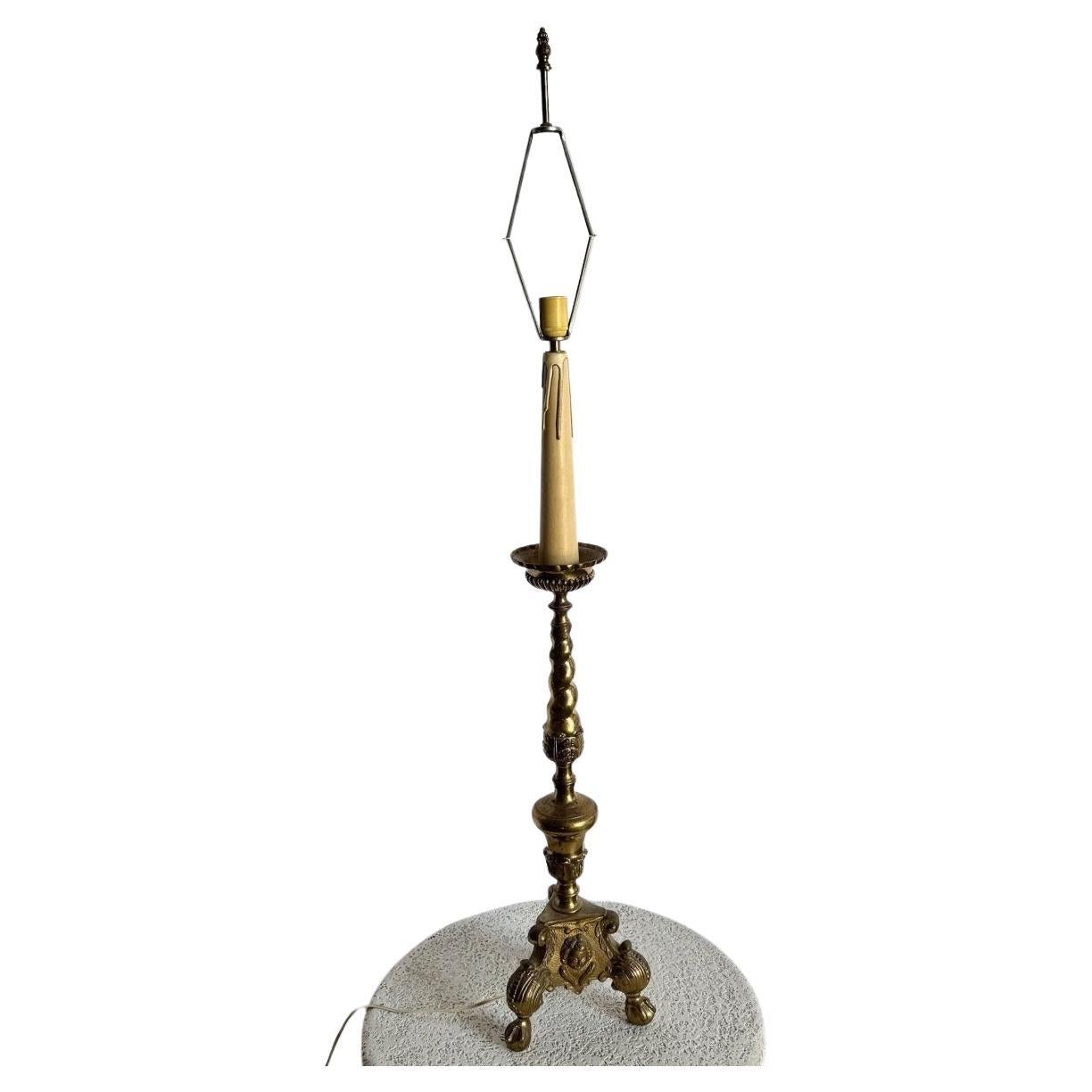 Vintage, Large Brass Table/Floor Candlestick Lamp