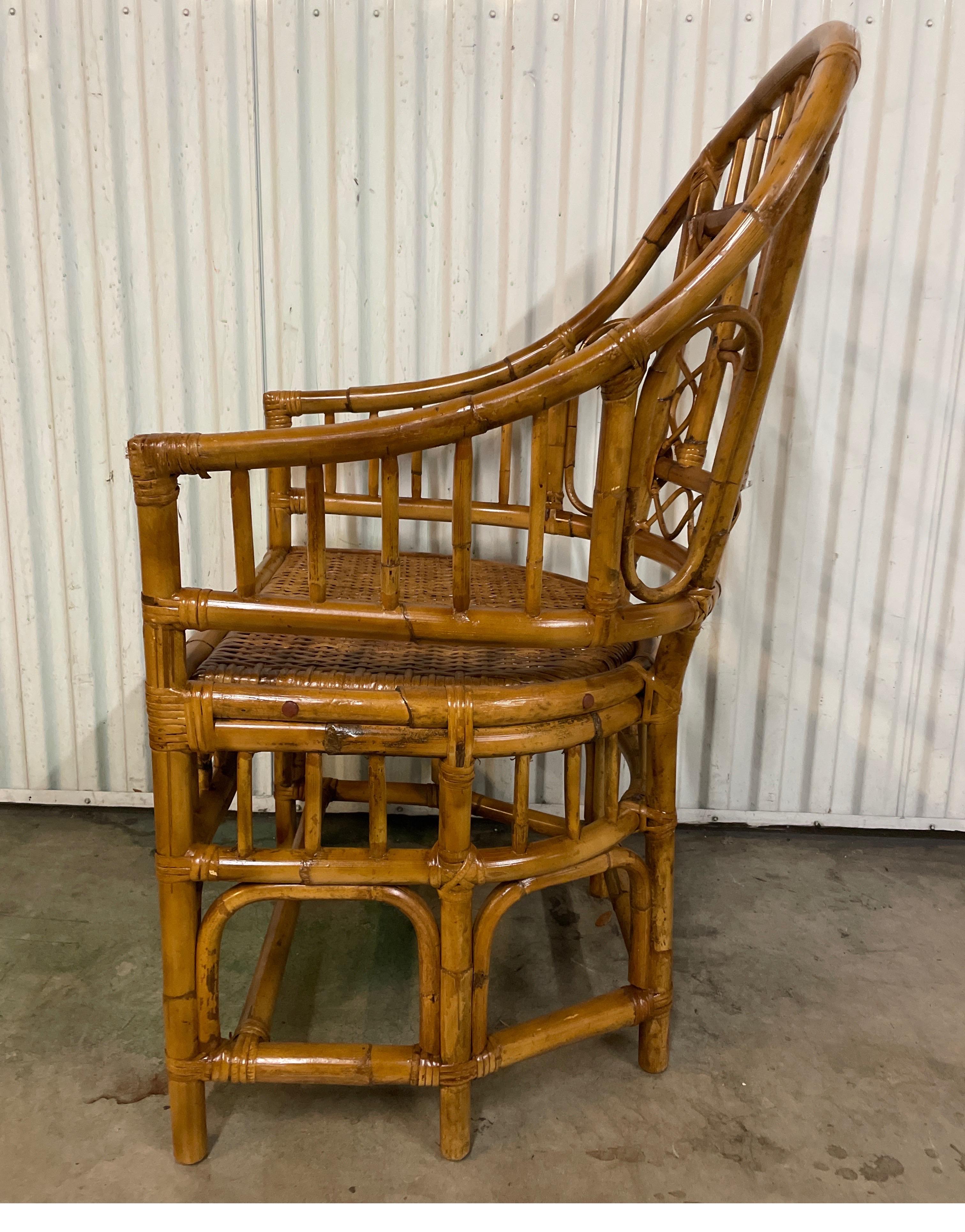 Philippine Vintage Large Brighton Pavillion Burnt Bamboo Chair