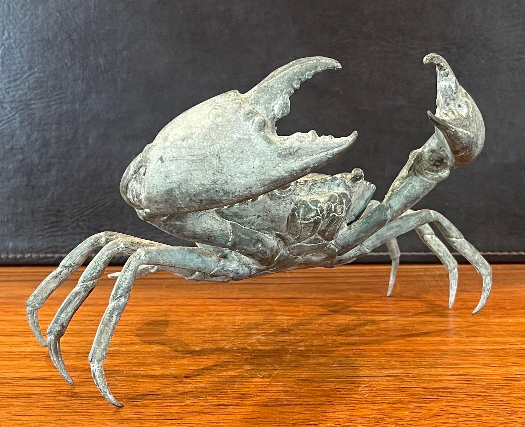 Grande sculpture de crabe articulée en bronze vintage 4