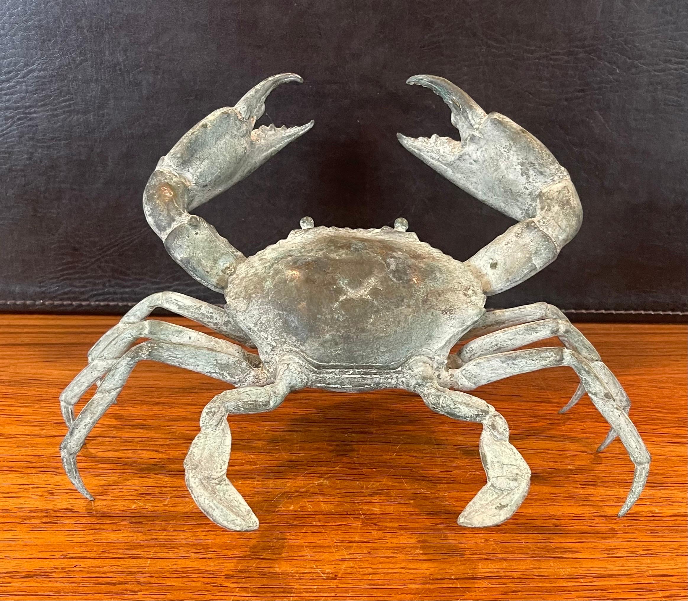 Grande sculpture de crabe articulée en bronze vintage 5