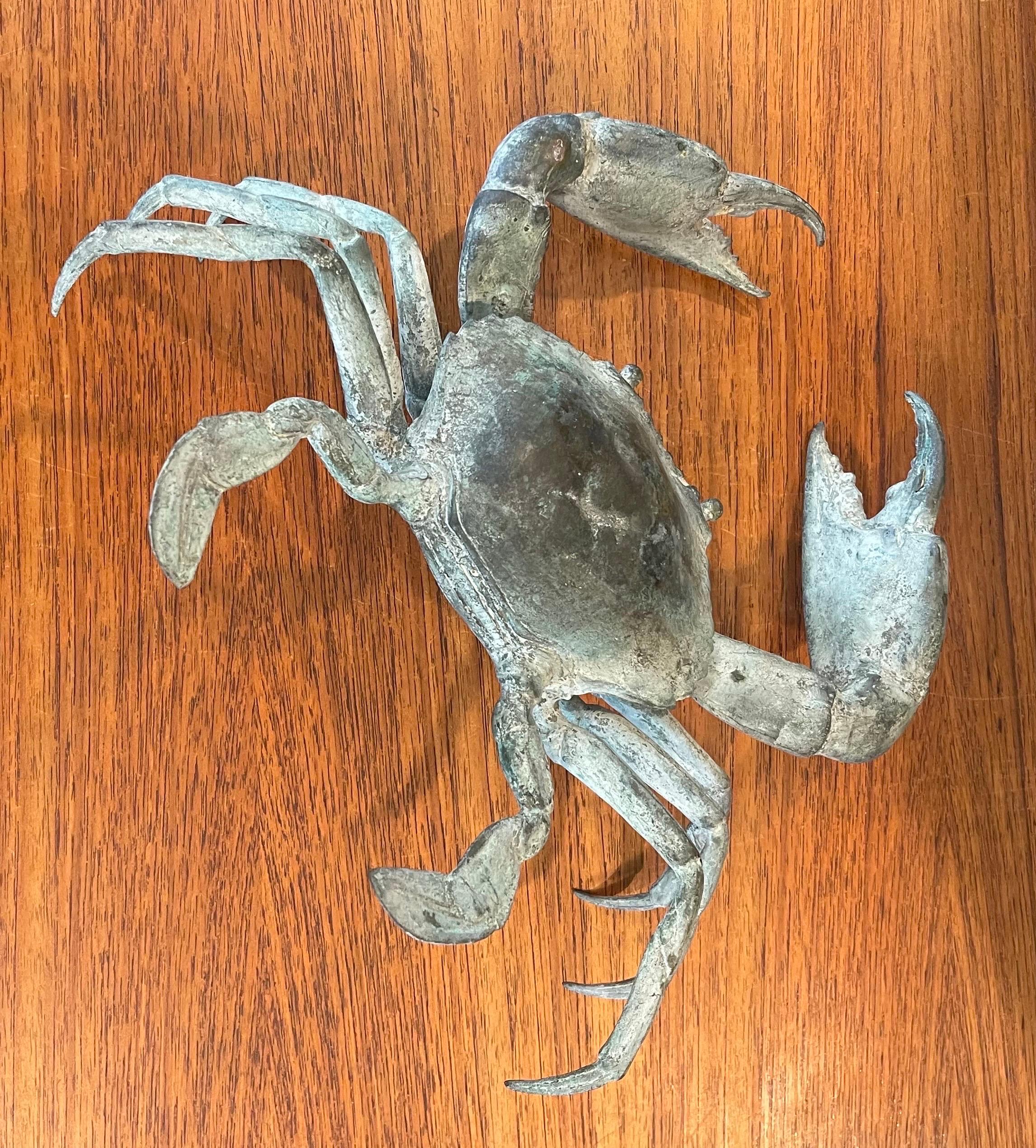 Grande sculpture de crabe articulée en bronze vintage 7