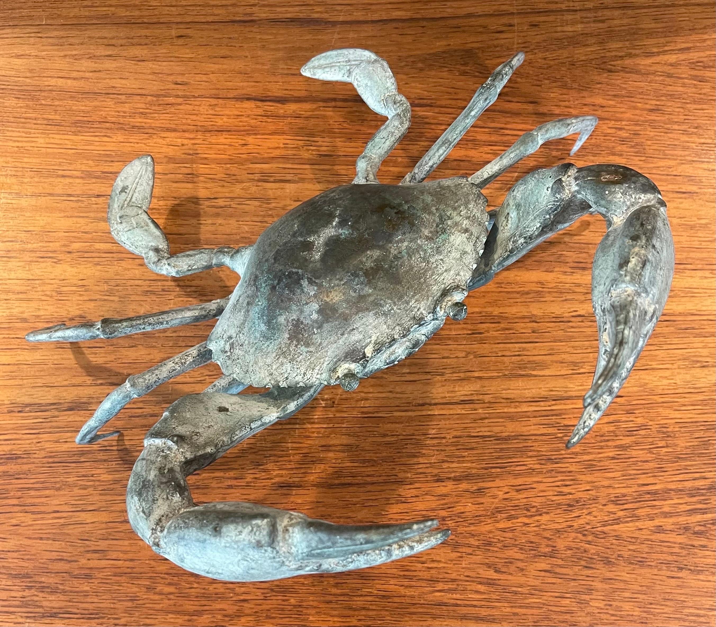 Grande sculpture de crabe articulée en bronze vintage 8