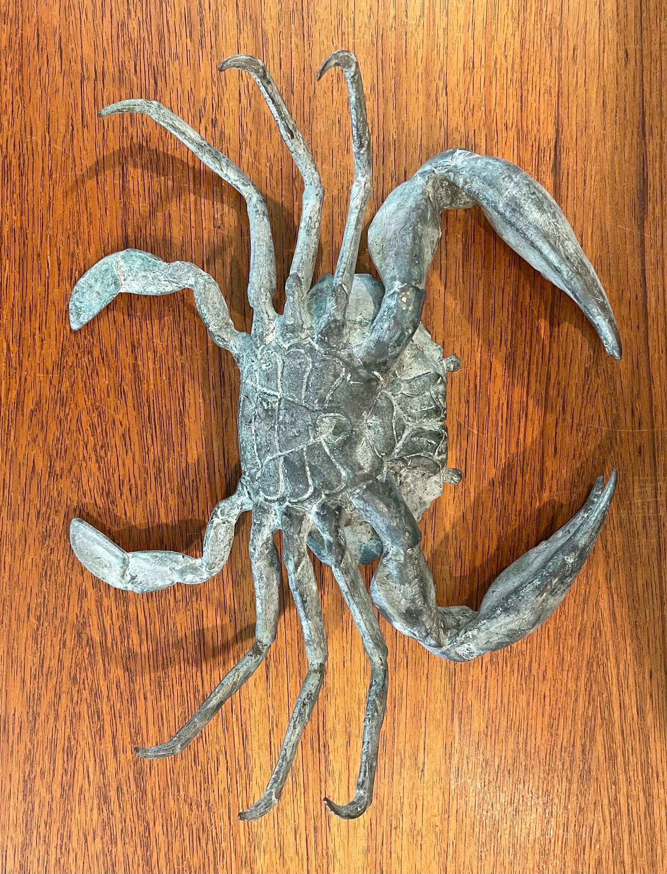 Vintage Large Bronze Articulated Crab Sculpture 9
