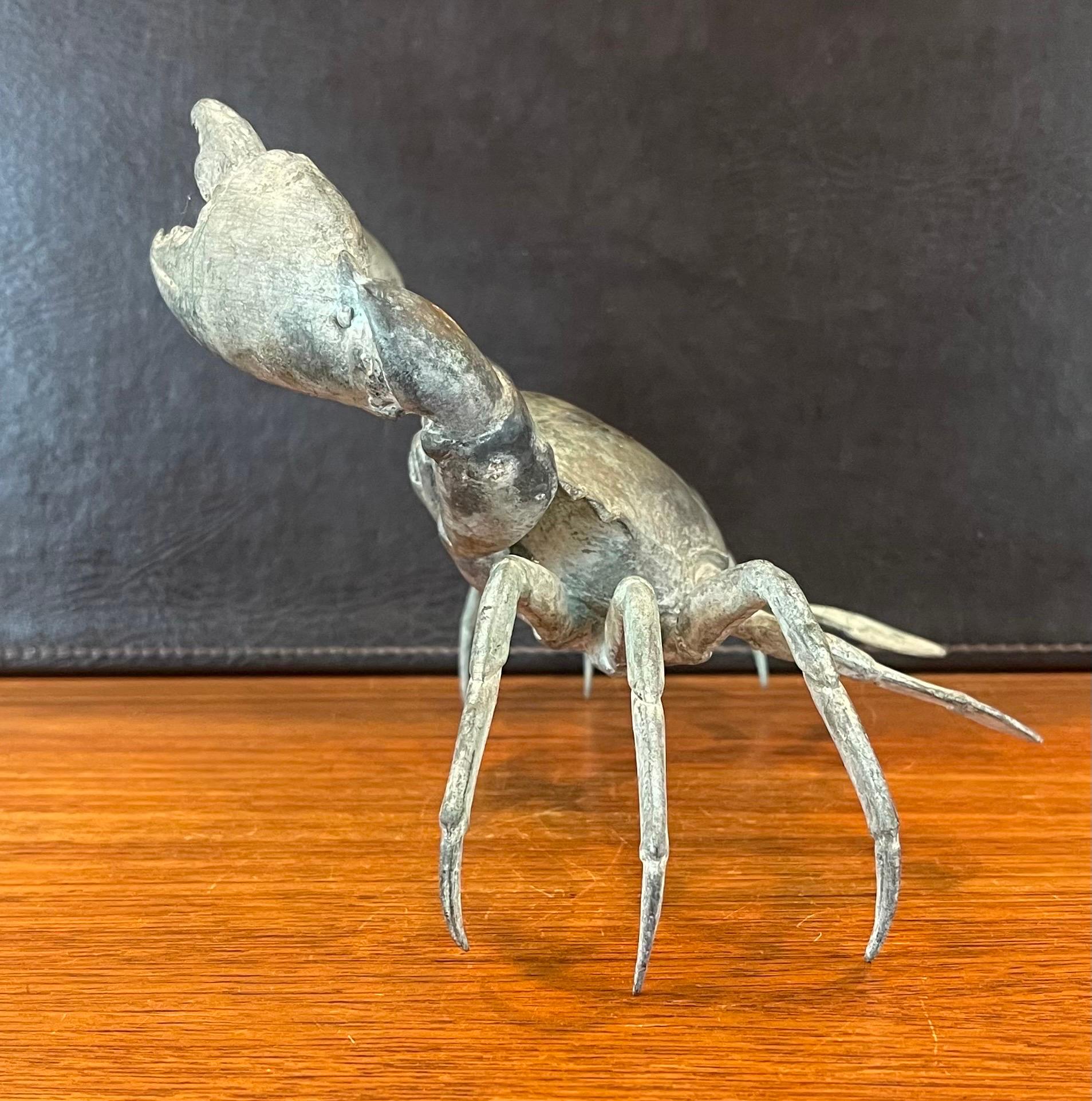 Vintage Large Bronze Articulated Crab Sculpture 10