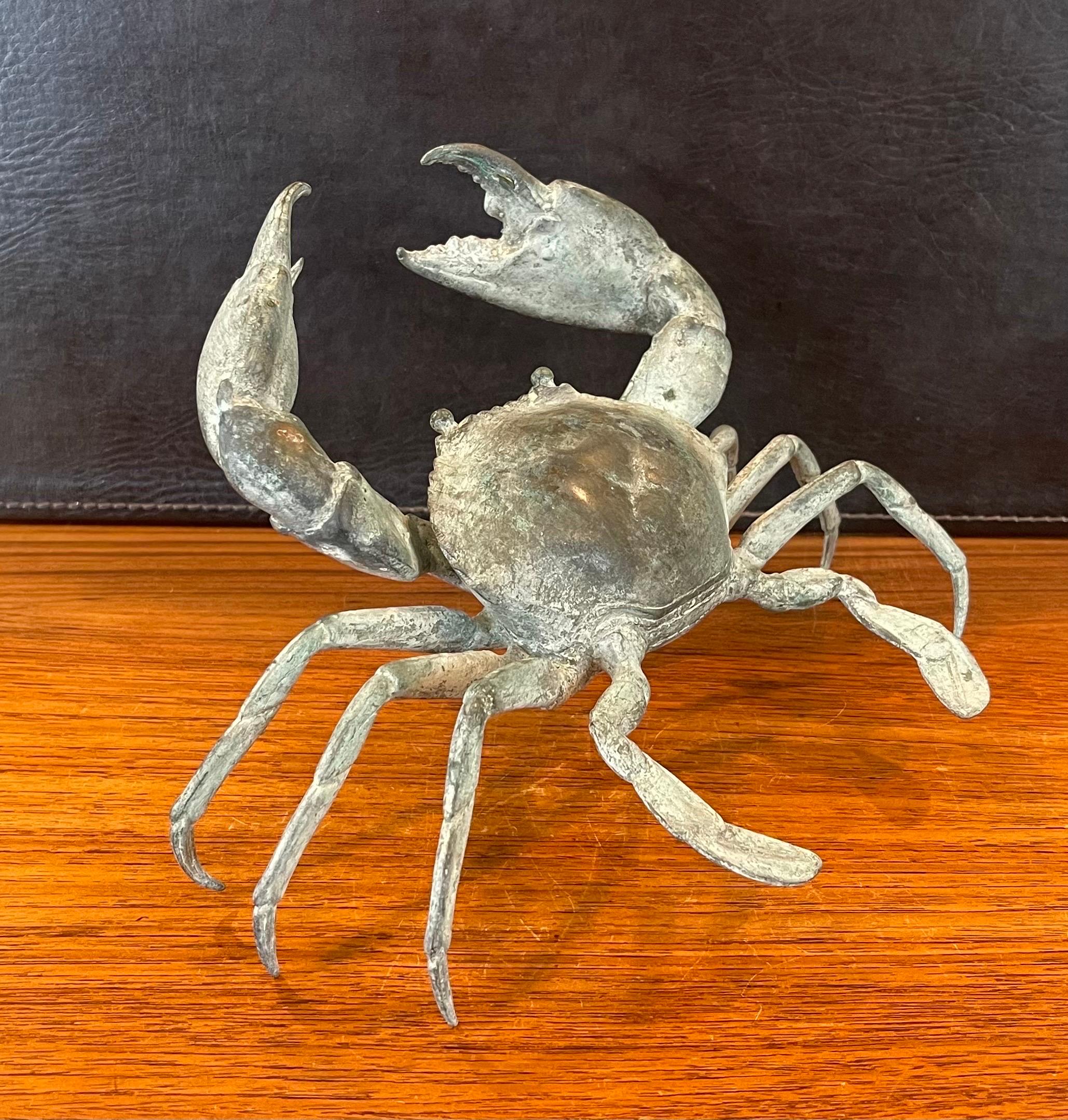 Grande sculpture de crabe articulée en bronze vintage 12