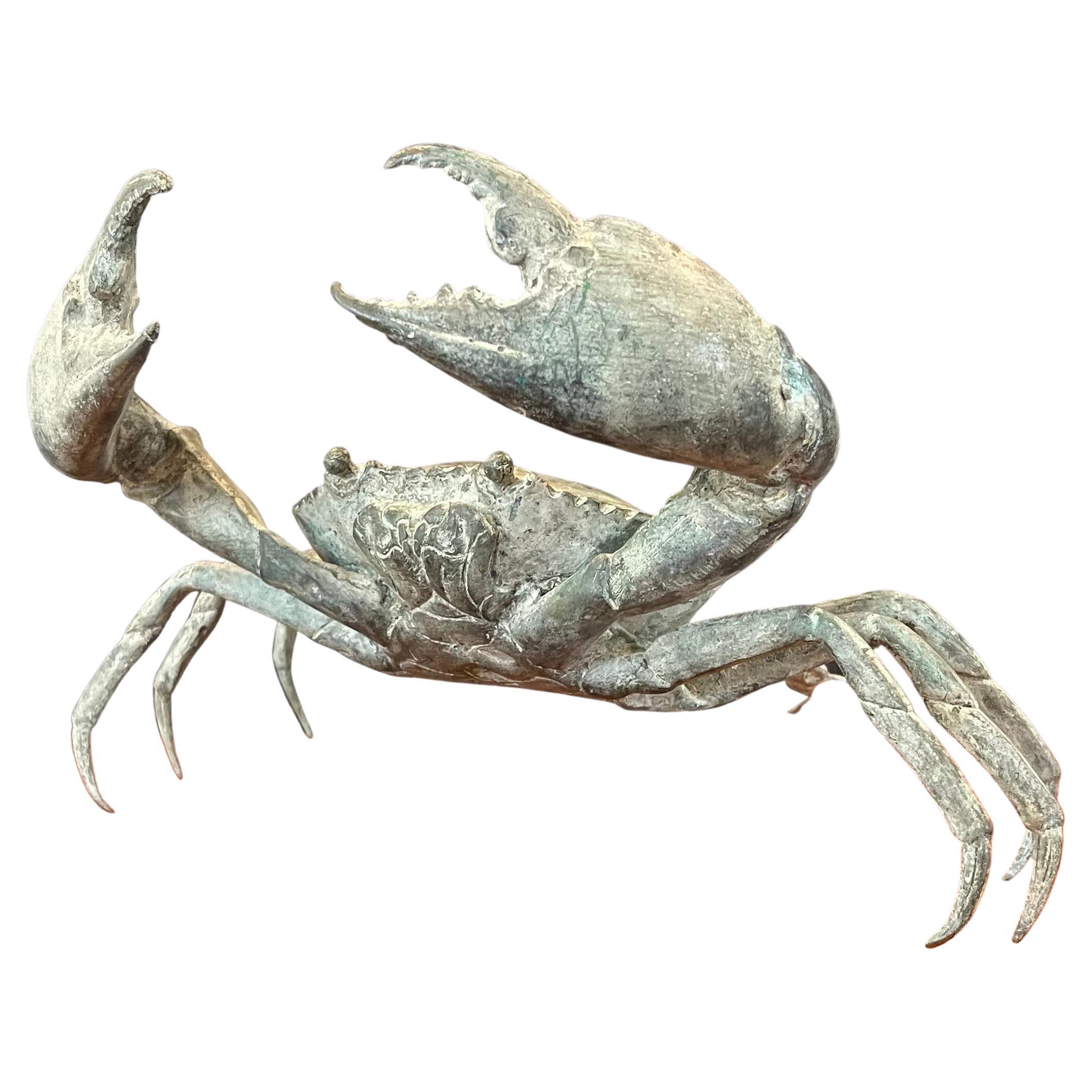 Grande sculpture de crabe articulée en bronze vintage 13