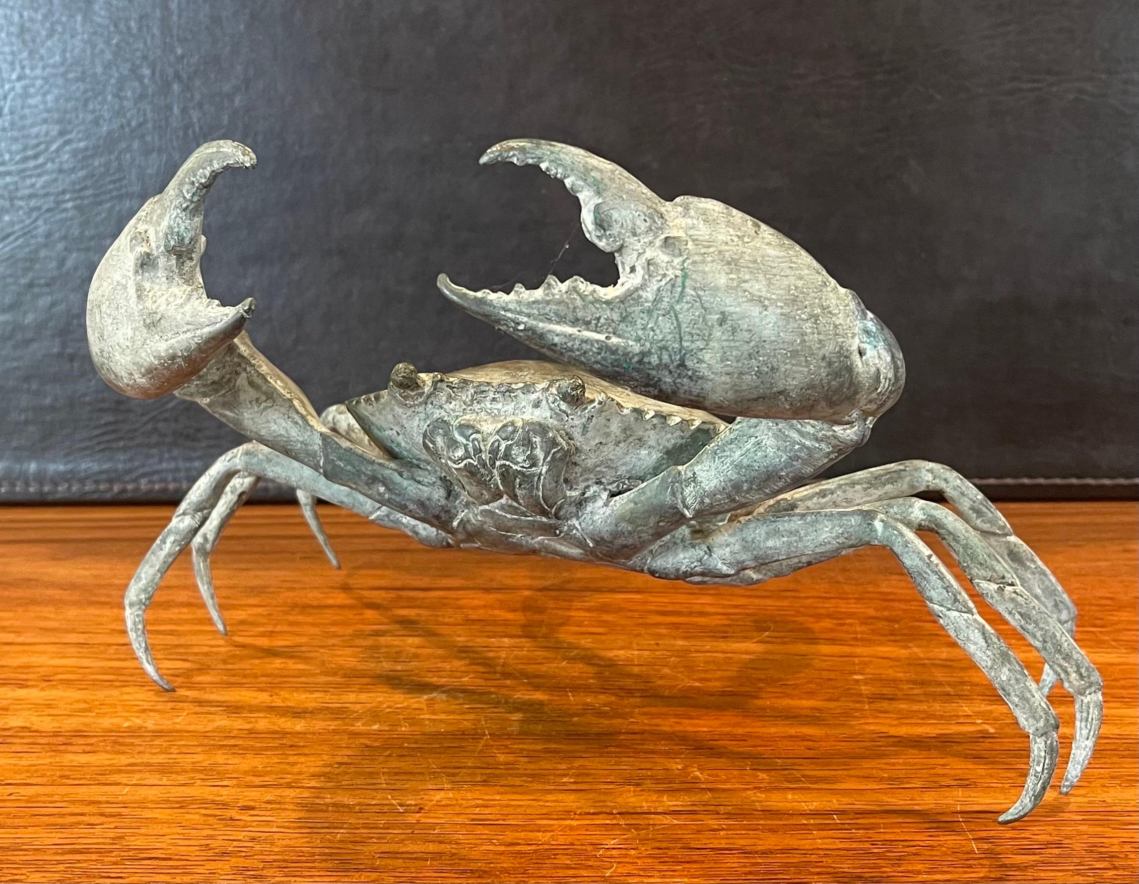 20ième siècle Grande sculpture de crabe articulée en bronze vintage