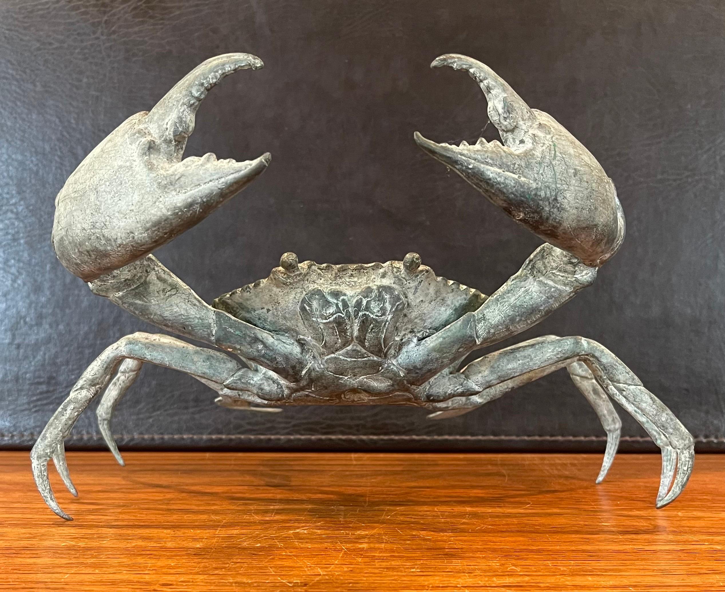 Vintage Large Bronze Articulated Crab Sculpture In Good Condition In San Diego, CA