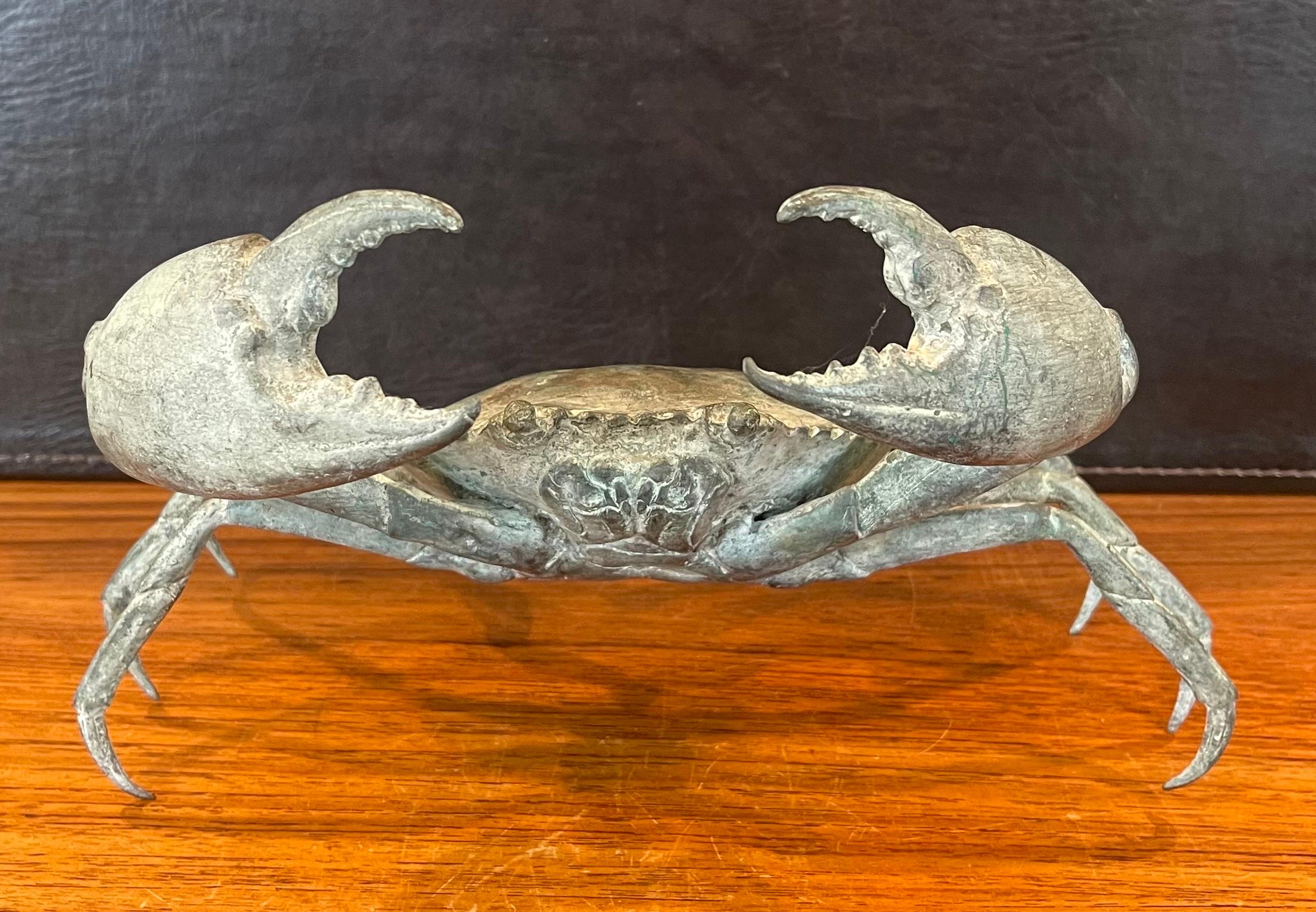 Grande sculpture de crabe articulée en bronze vintage 1