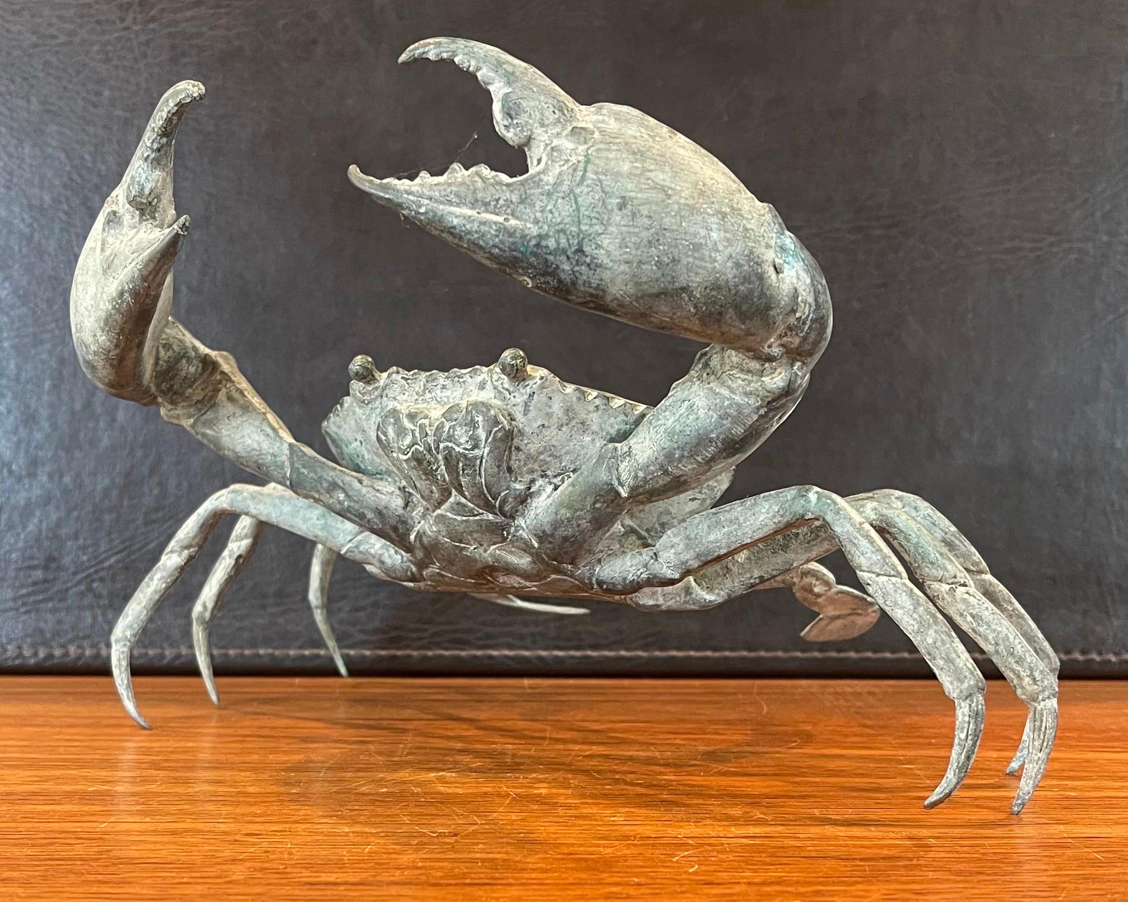 Vintage Large Bronze Articulated Crab Sculpture 1