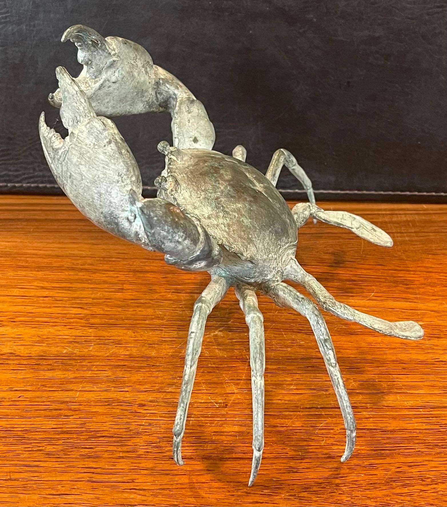 Vintage Large Bronze Articulated Crab Sculpture 2