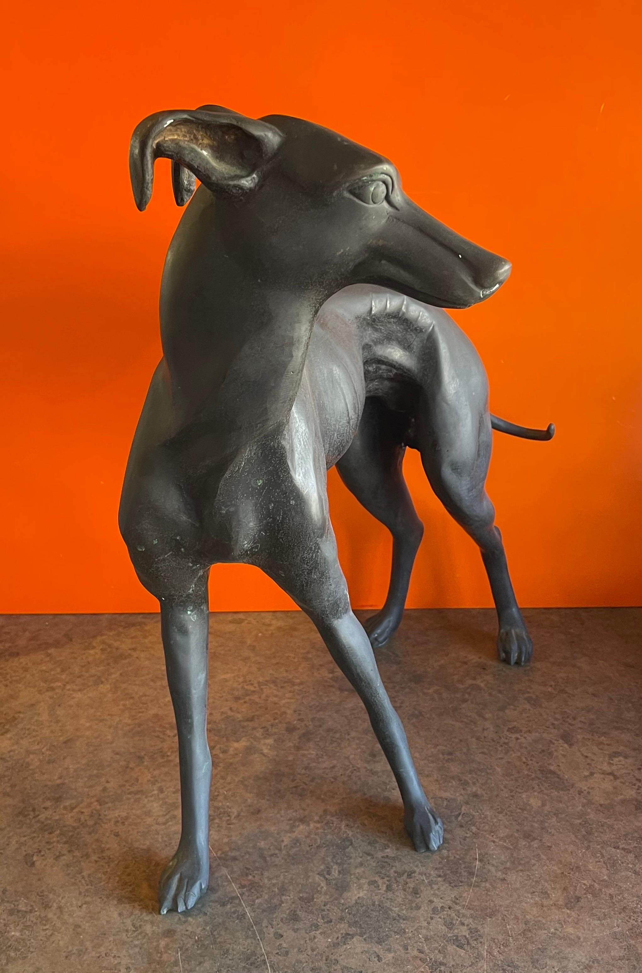 Vintage Large Bronze Greyhound Sculpture 4