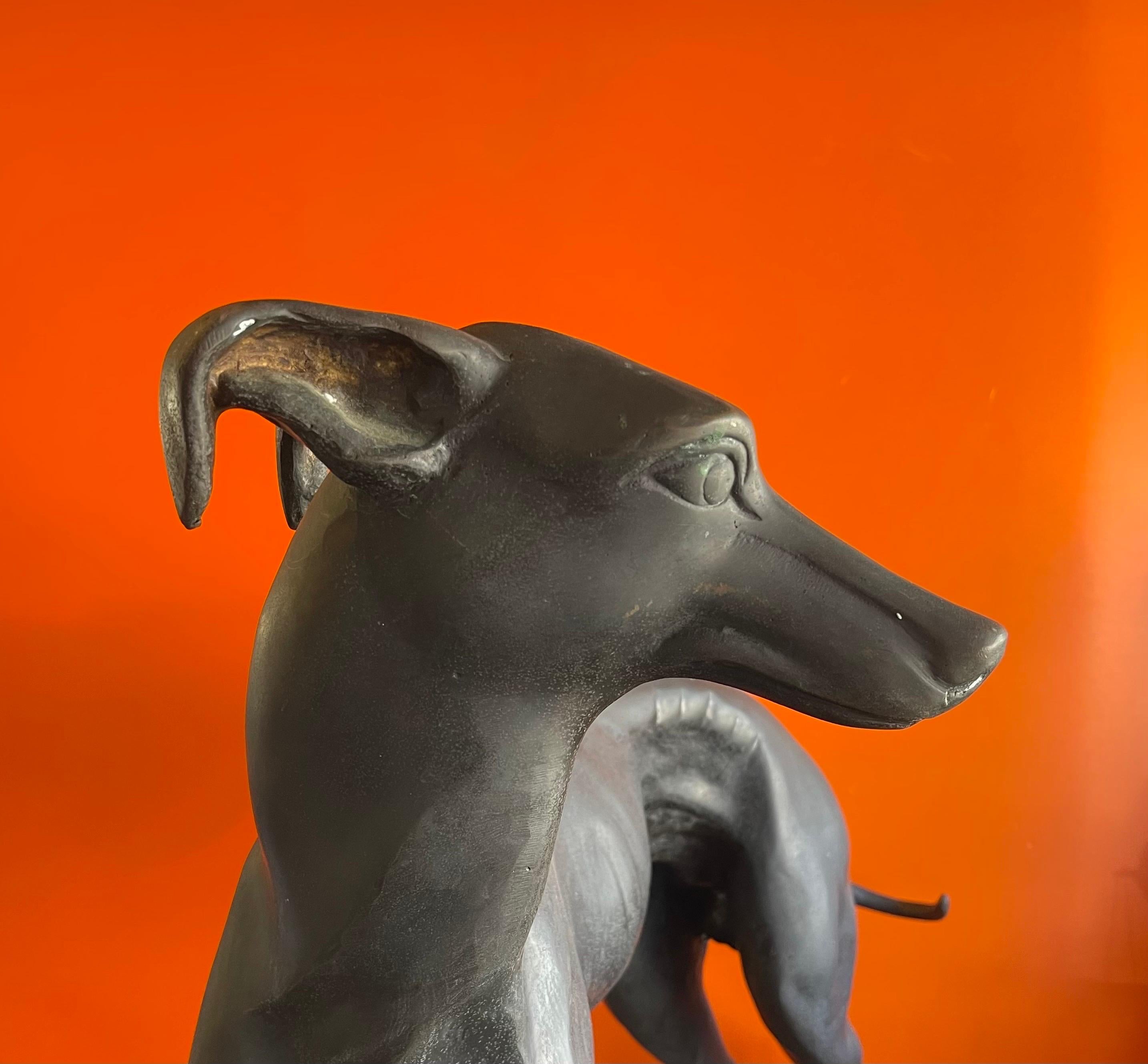 Vintage Large Bronze Greyhound Sculpture 6