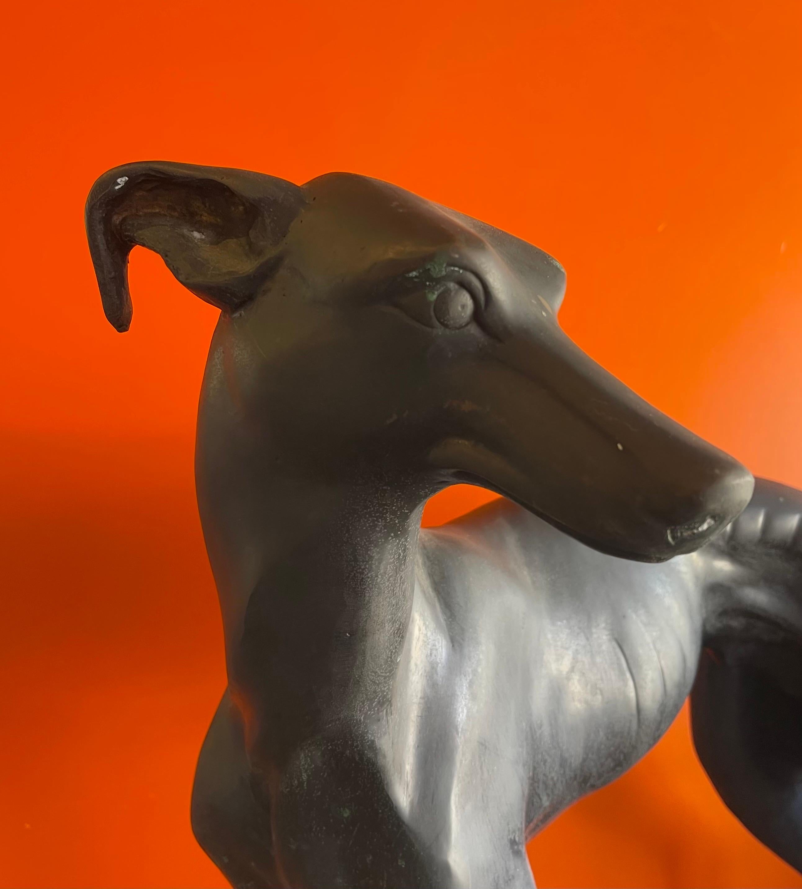 Vintage Large Bronze Greyhound Sculpture 7