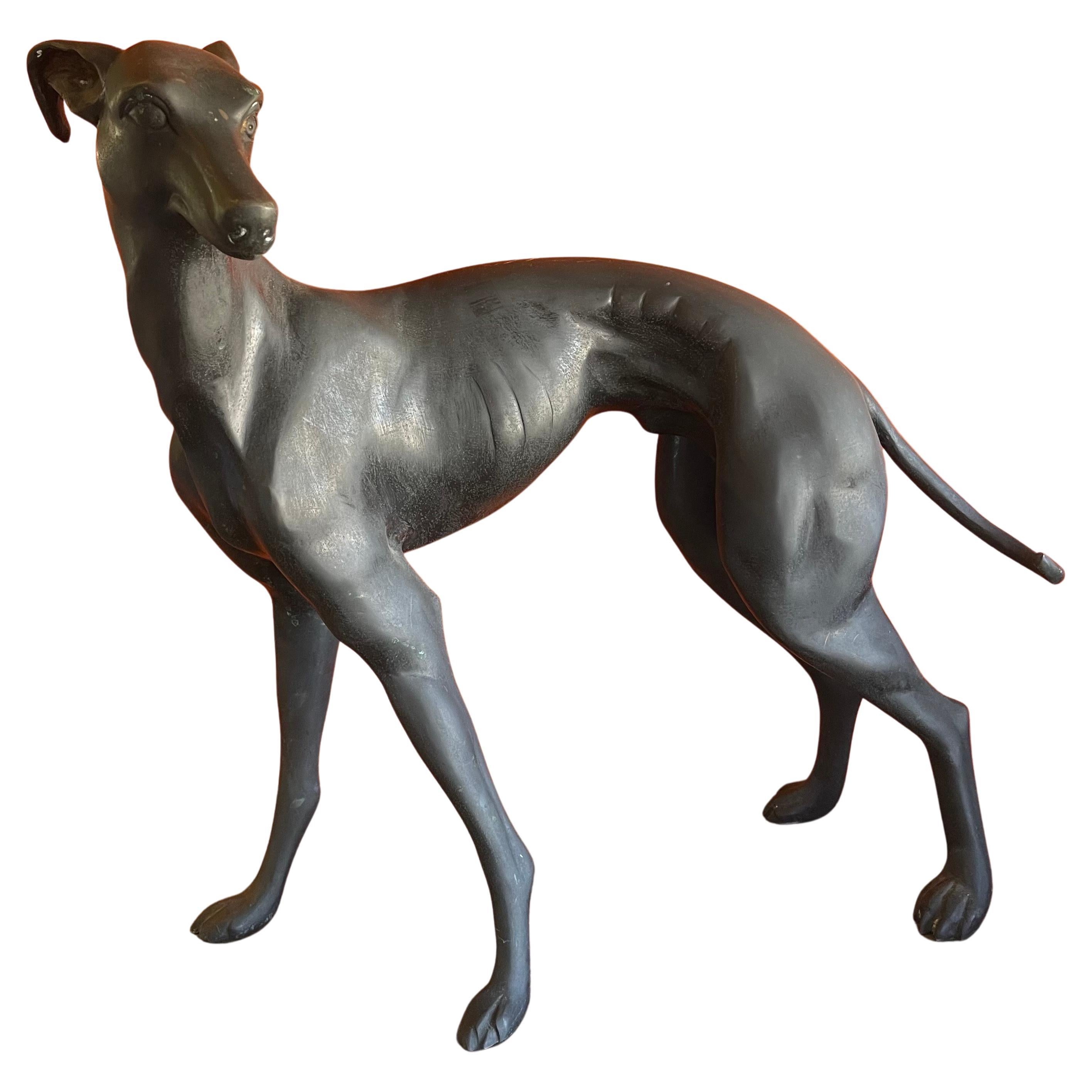 Vintage Large Bronze Greyhound Sculpture 8