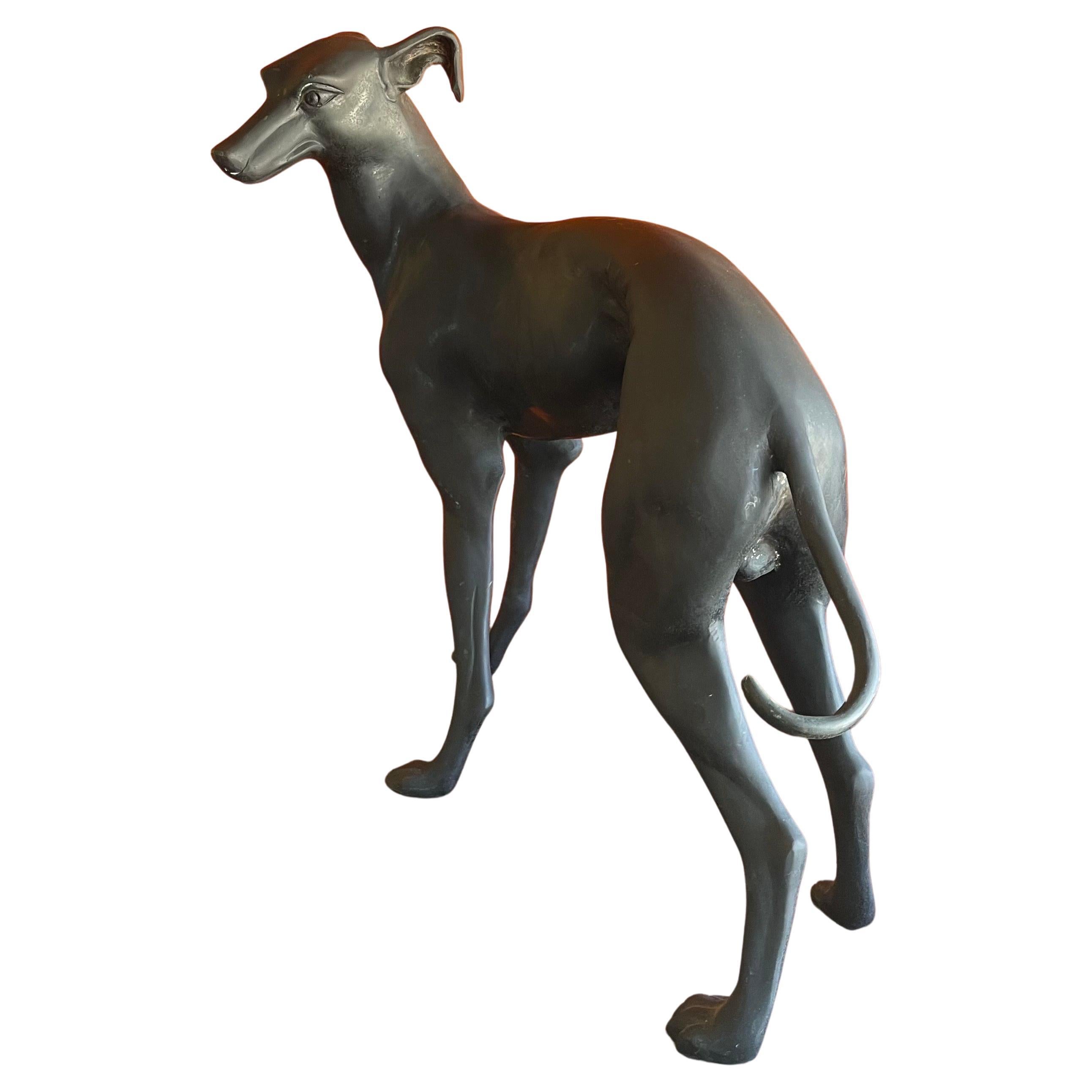 Mid-Century Modern Vintage Large Bronze Greyhound Sculpture