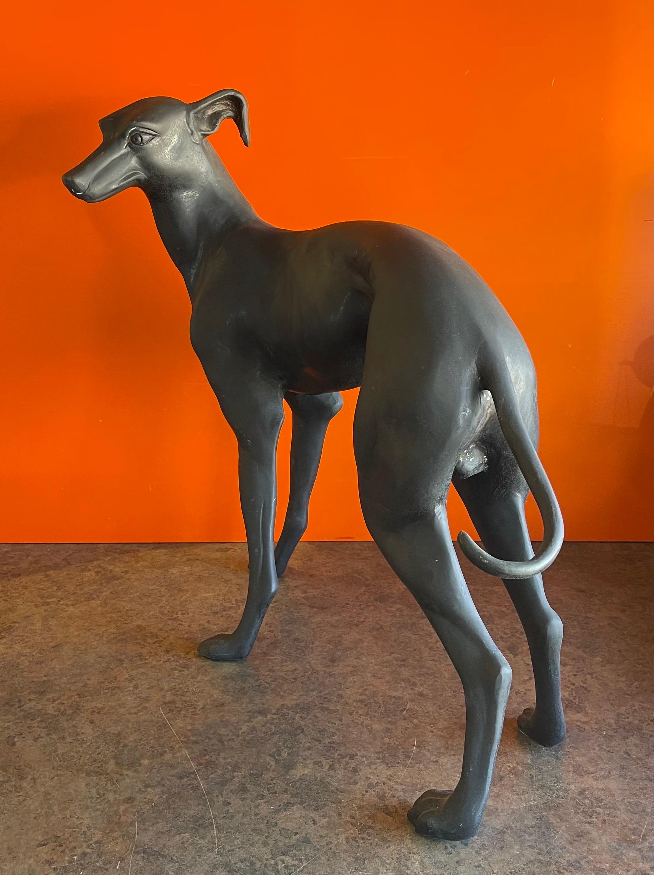 Vintage Large Bronze Greyhound Sculpture In Good Condition In San Diego, CA