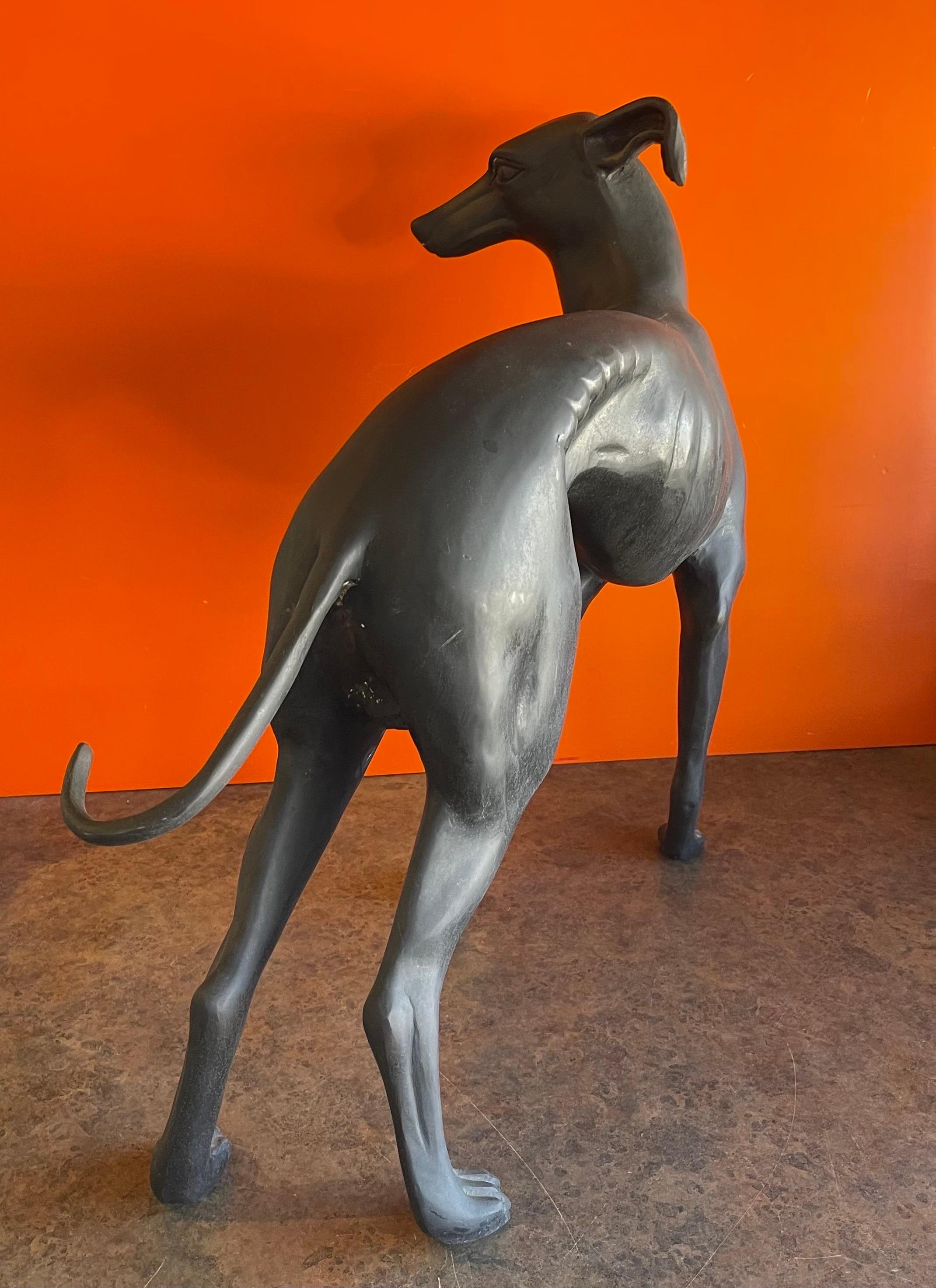 20th Century Vintage Large Bronze Greyhound Sculpture