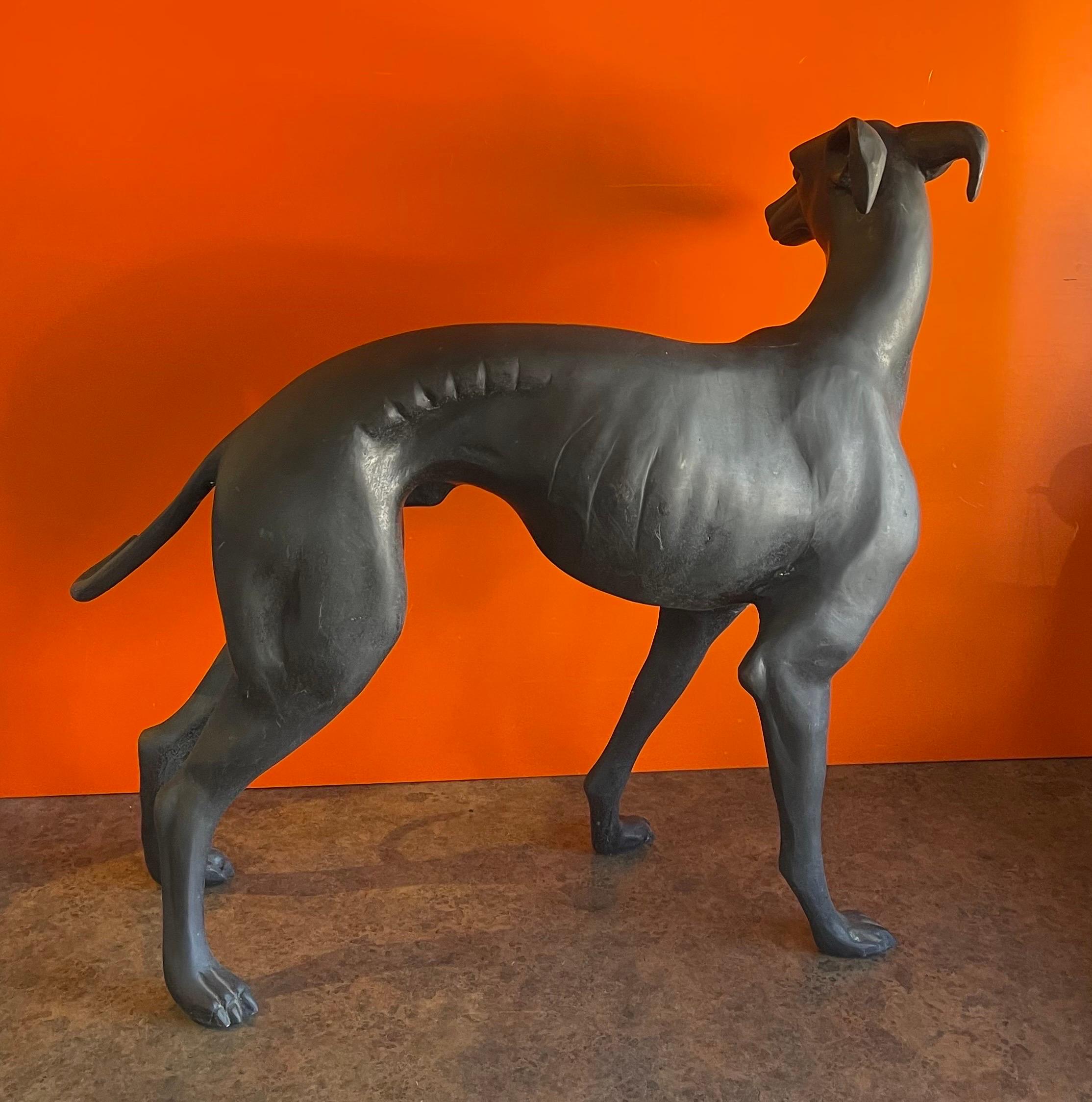 Vintage Large Bronze Greyhound Sculpture 1