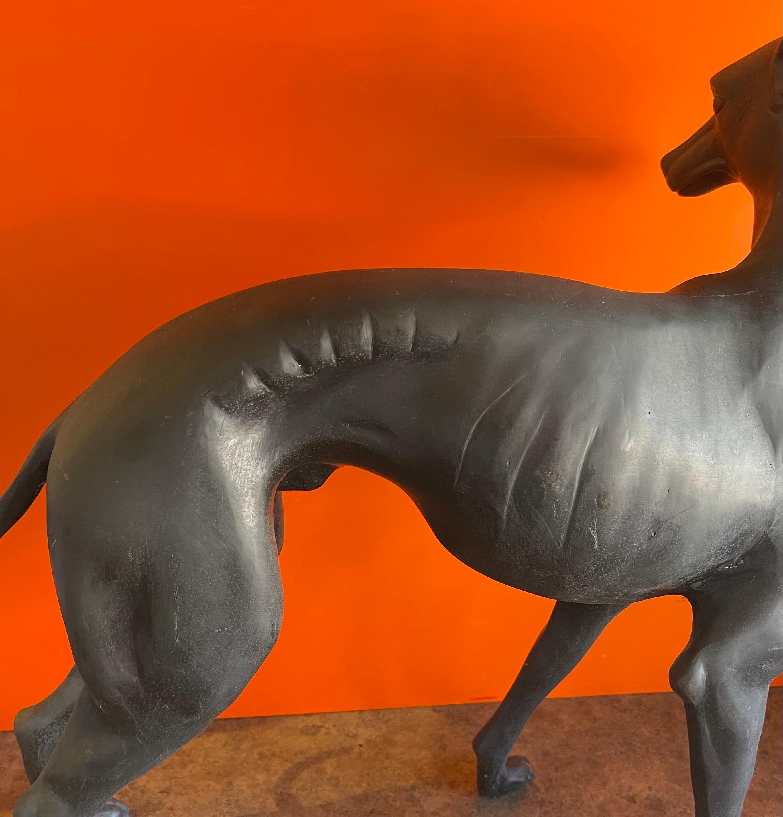 Vintage Large Bronze Greyhound Sculpture 2