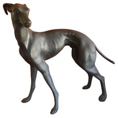 Vintage Large Bronze Greyhound Sculpture